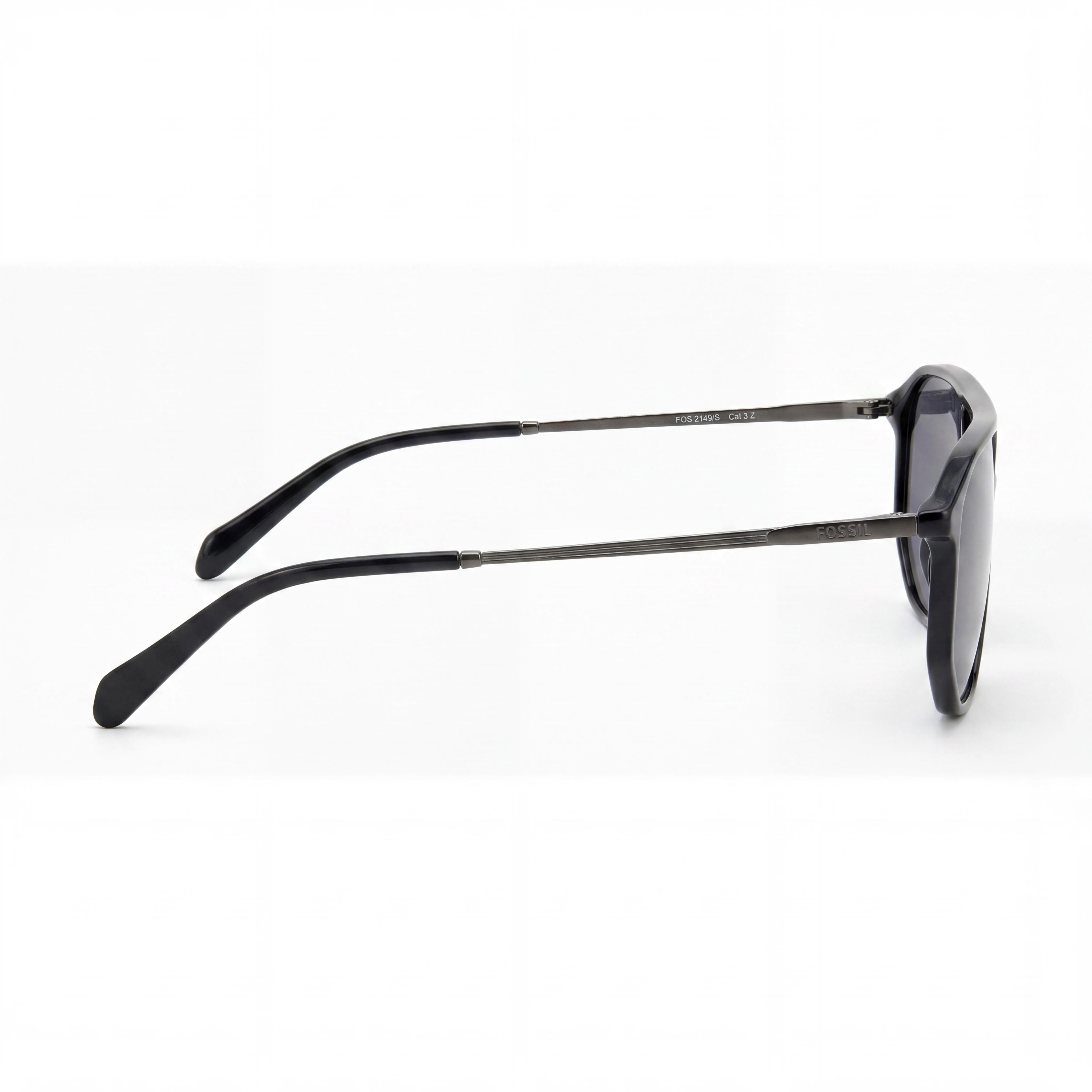 Fossil FOS 2149/S Gafas de Sol Unisex de Acero Inoxidable con Protección UV, Montura Negra/Gris, Lente Negra 59mm, Photo 3