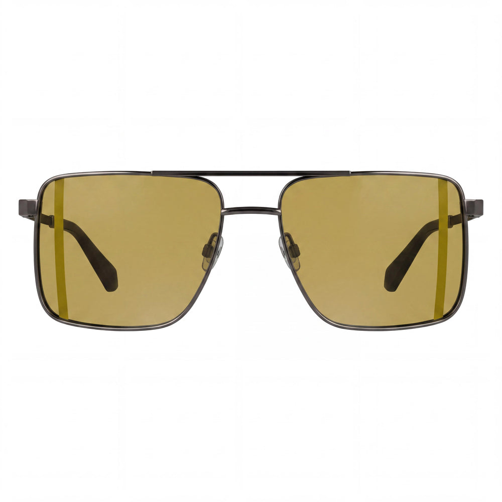 Gafas de sol Calvin Klein Jeans Ckj25201s de aviador para hombre, de metal rutenio oscuro con lentes de color caramelo sólido, protección UV, talla XL