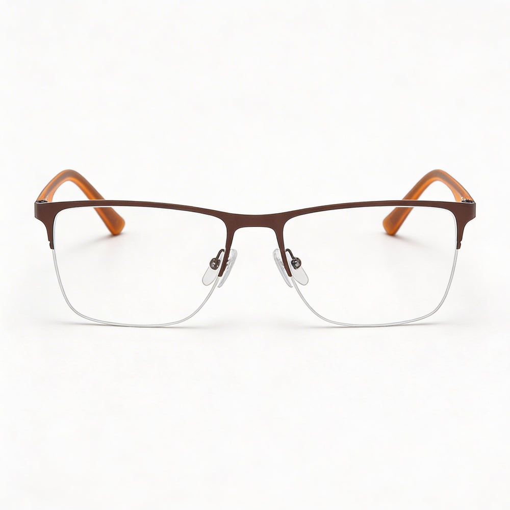 Police Modern Unisex Metal Frame Sunglasses, Brown Transparent Orange / Shiny Dark Brown Lenses, 53mm