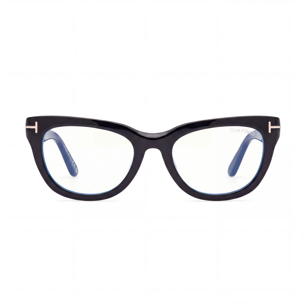 Gafas Marcolin para mujer Ft6066-b de estilo clásico, montura de plástico con filtro azul en negro brillante y lentes negras de 53 mm, Photo 2