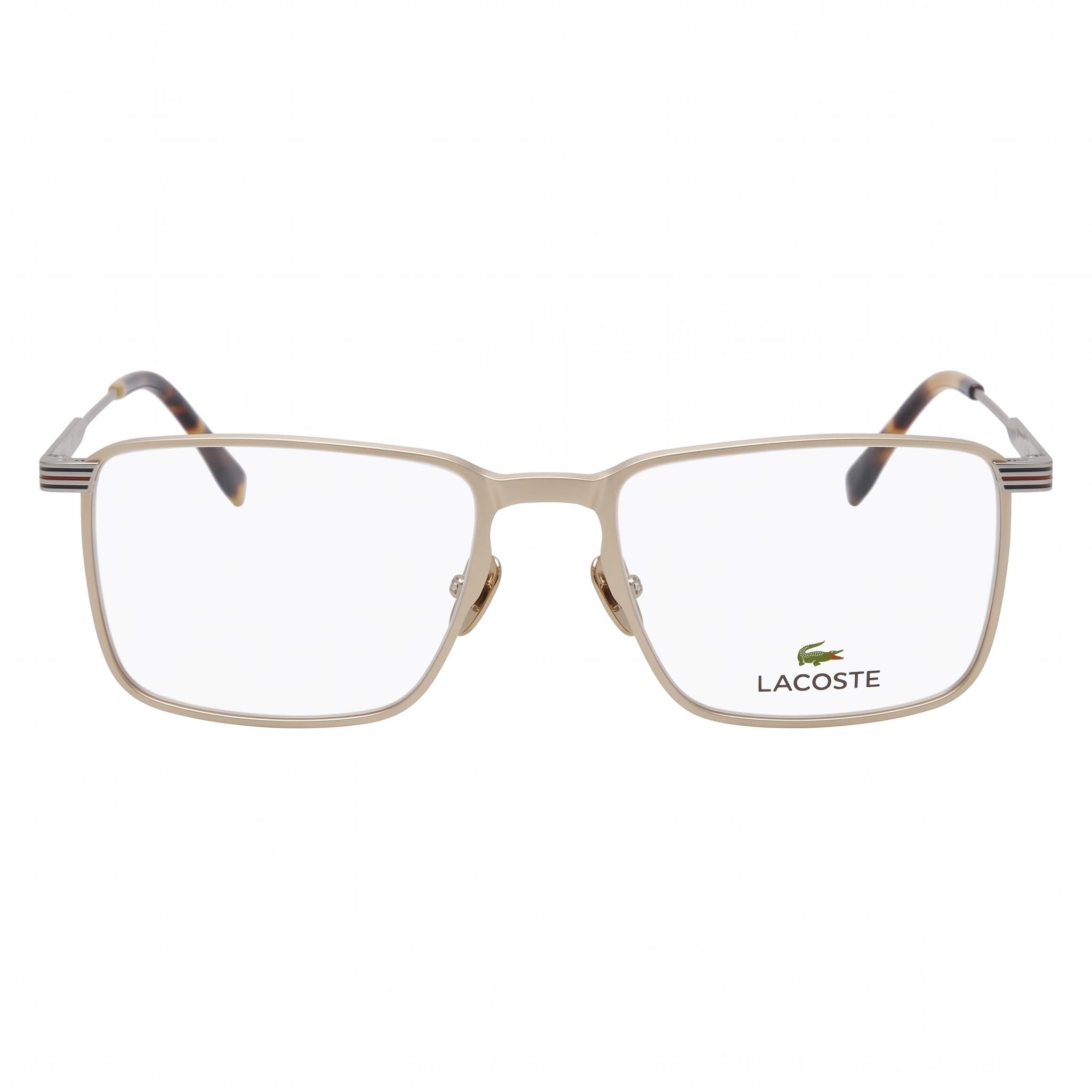 Gafas Lacoste L2285E unisex, cuadradas clásicas, de montura completa, acero de aleación dorado semimate, 54 mm de ancho de lente, Photo 2