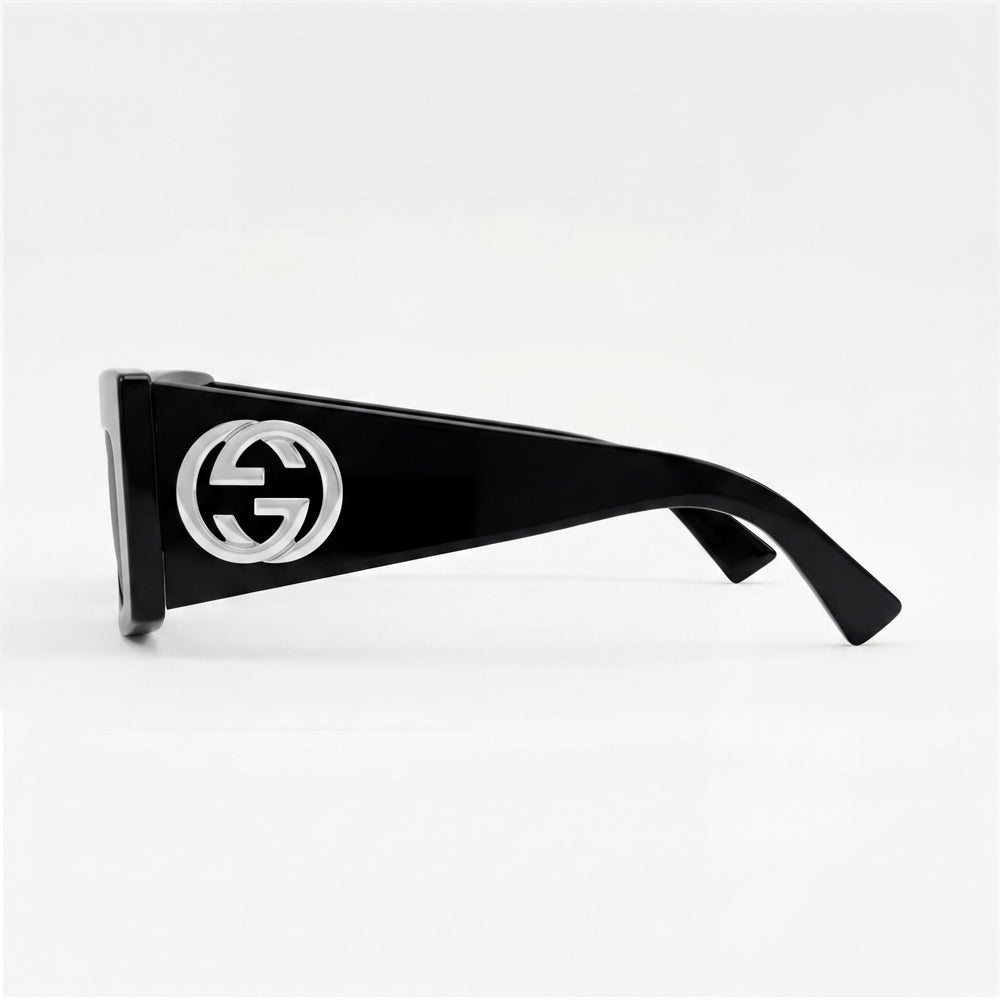 Gucci Classic Women's Black Acetate Frame Oversized Sunglasses with Multicolor Lenses, UV Protection, 53mm