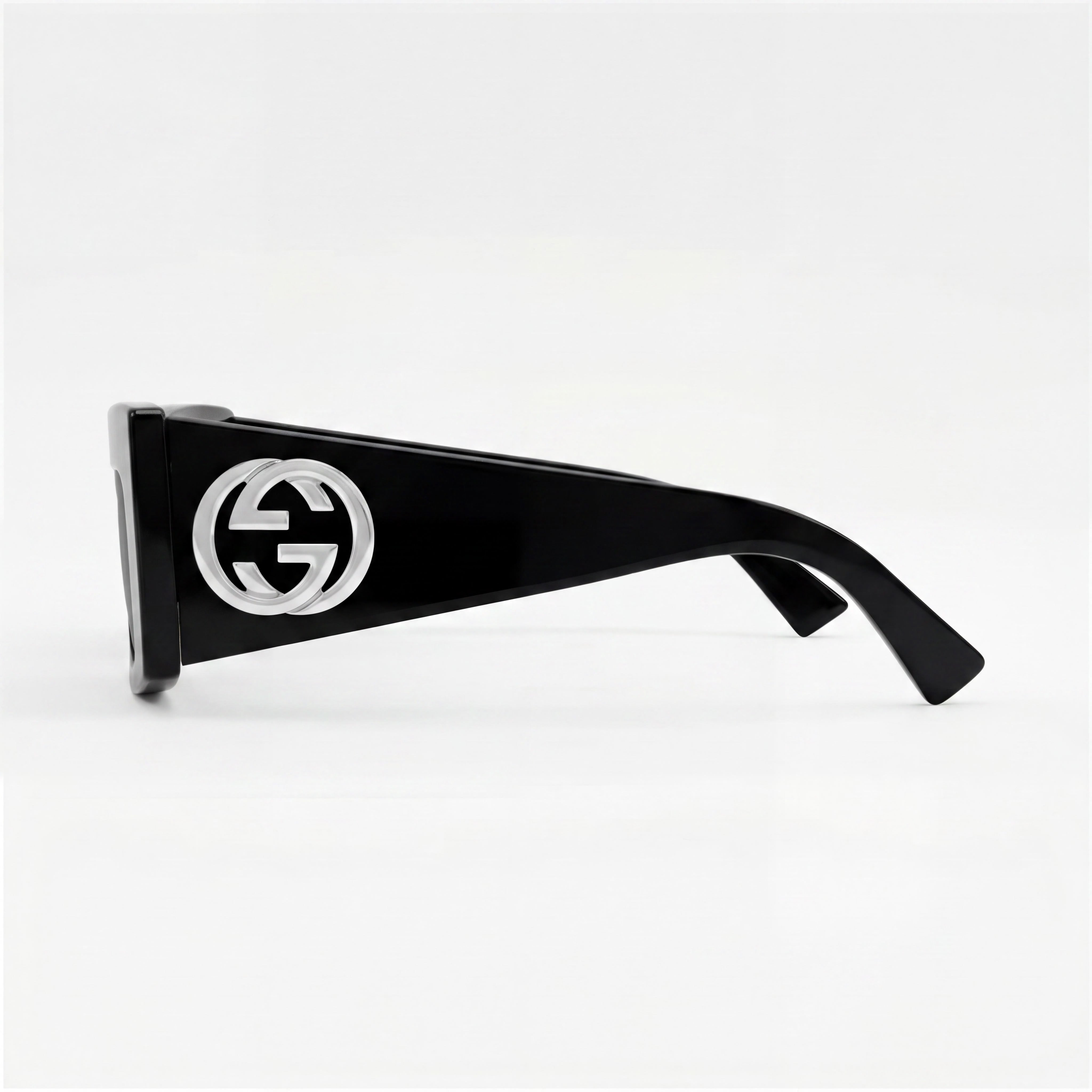 Gucci Classic Women's Black Acetate Frame Oversized Sunglasses with Multicolor Lenses, UV Protection, 53mm, Photo 3