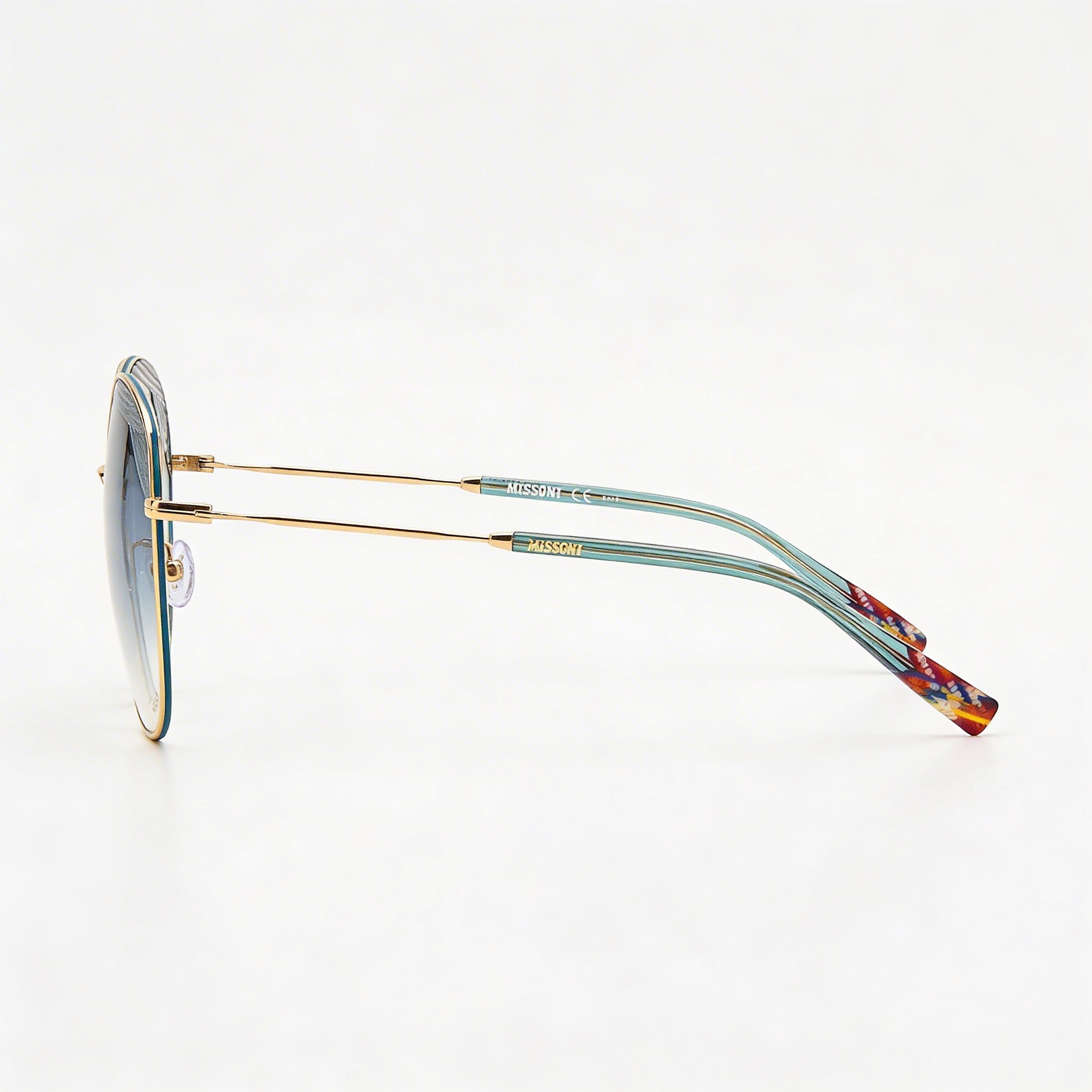 Gafas de sol M Missoni Spillo para mujer, con montura de acero de aleación, degradado en dorado y verde, 59 mm, Photo 3