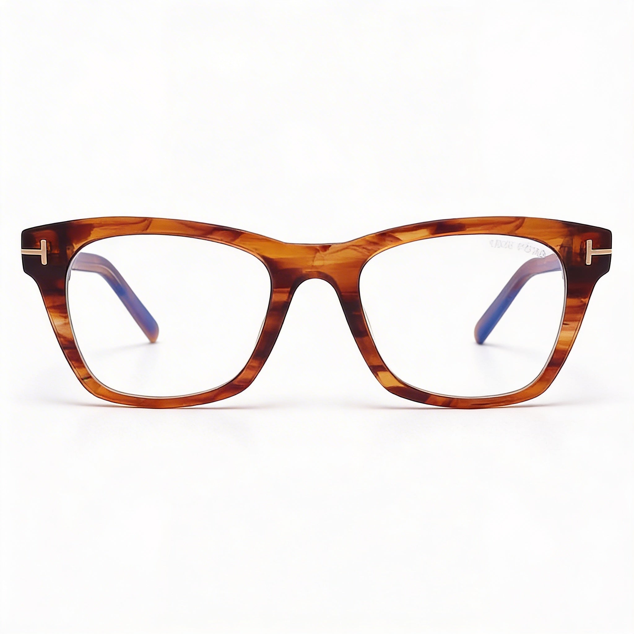 Tom Ford Ft5886-b Gafas Unisex de Acetato con Montura Rayada Brillante Marrón y Miel, Oro Rosa 52mm, Photo 2