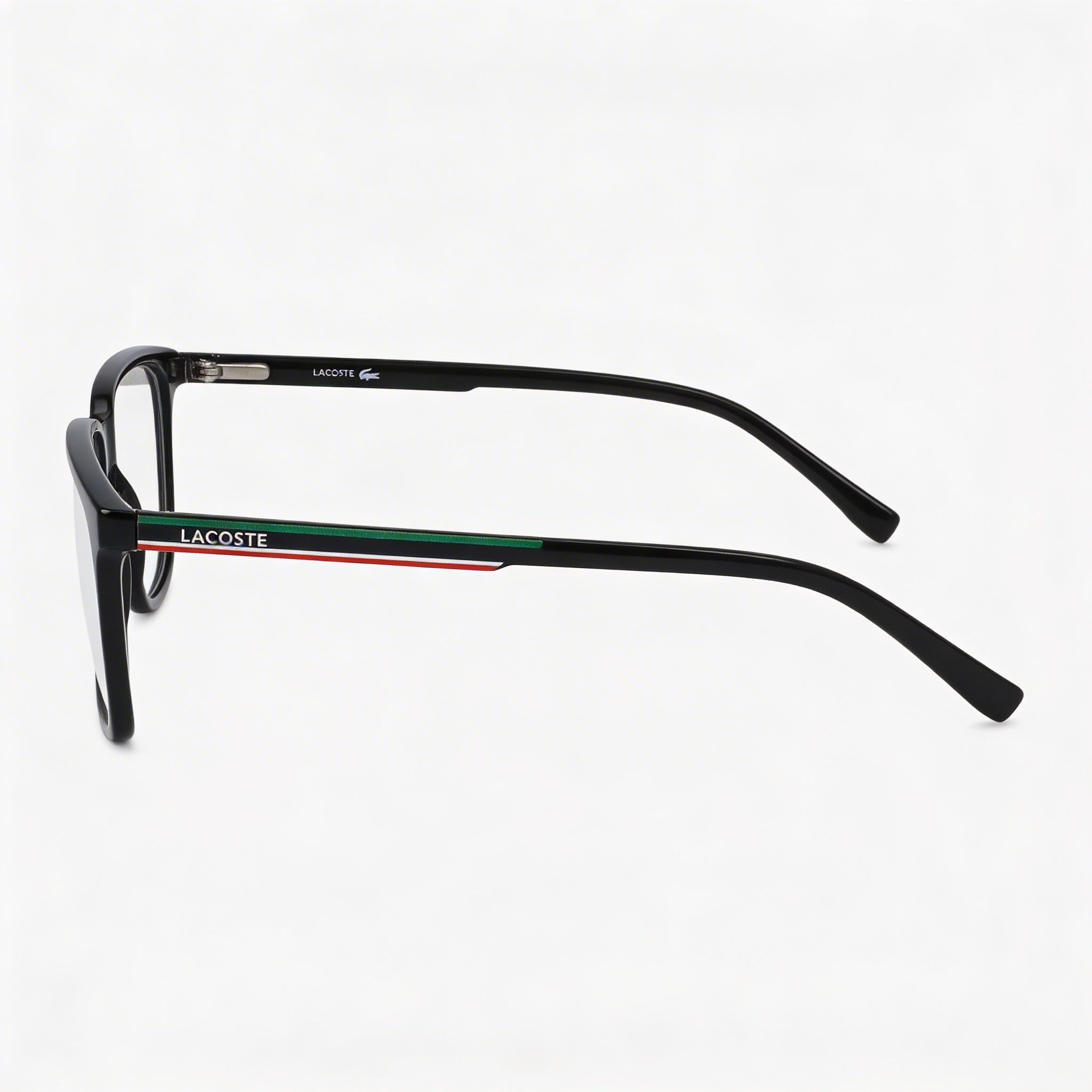Lacoste Casual Men's Black Frame Optical Eyeglasses with Transparent Plastic Lenses 57-18-145, Photo 2