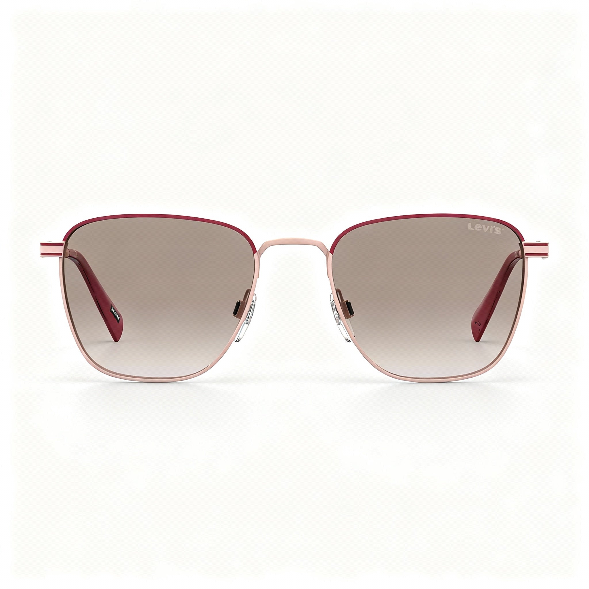 Levi's 1016 Rectangular Unisex Sunglasses, Stainless Steel, Burgundy Pink Frame, Brown Gradient Lens, 52-19-145, Photo 3