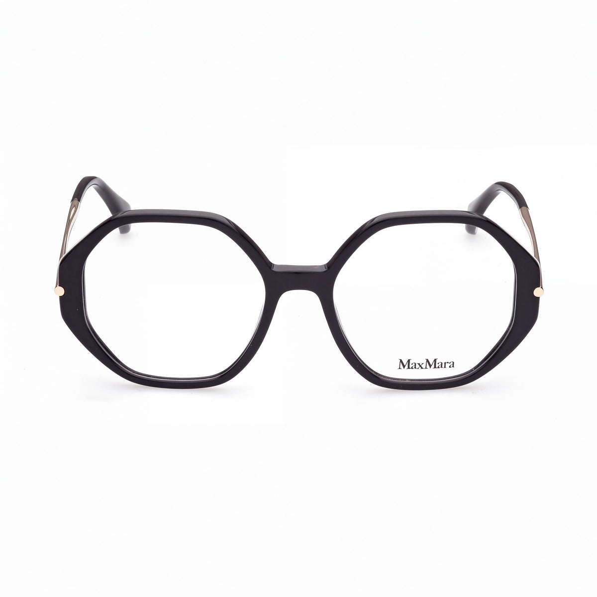 MaxMara Modern Unisex Pantographed Plastic Eyeglasses Black Pale Gold 54mm, Photo 2
