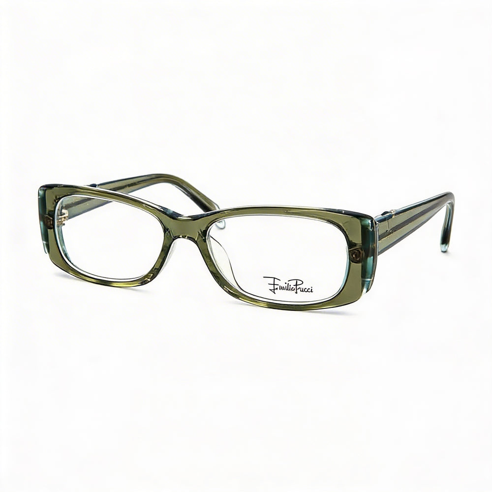 Emilio Pucci 2672_340 Unisex Eyewear Frame, crafted from Green Clear Plastic, featuring a 52mm Lens Width