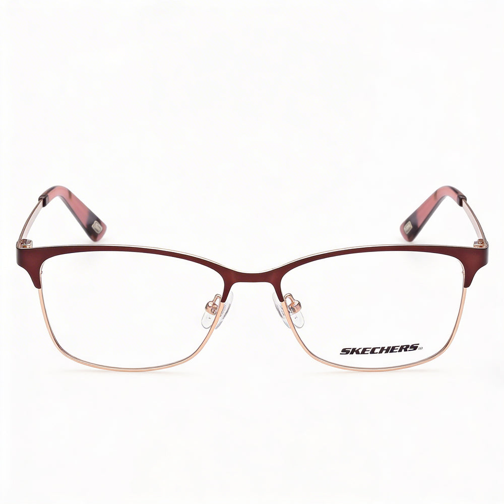 Skechers Se2156 Unisex Metal Frame Shiny Dark Brown, Clear Lenses 54-15-140