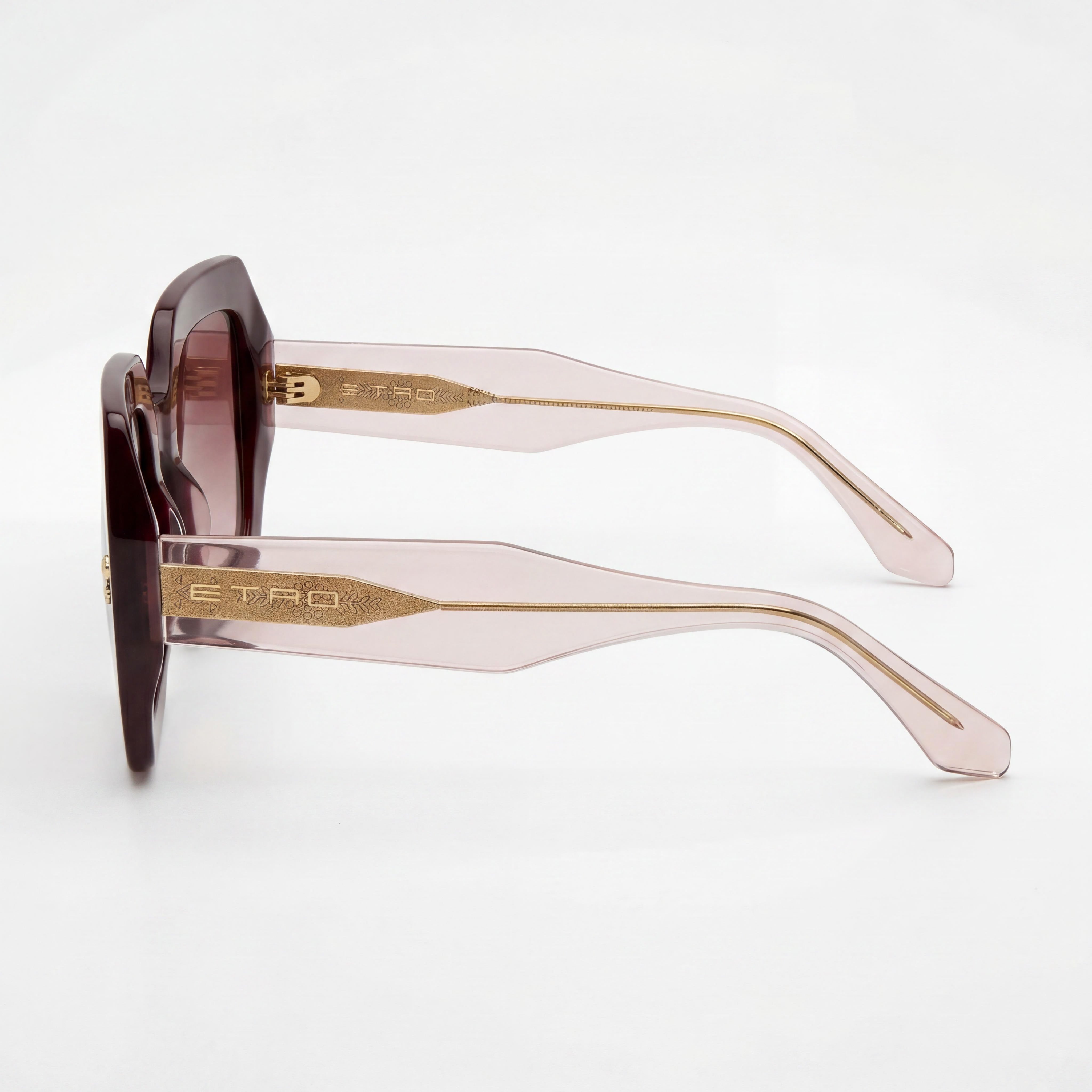 Etro Casual Women's Burgundy Acetate Non-Polarized Sunglasses with Pink Doubleshade Lenses 53mm, Photo 3