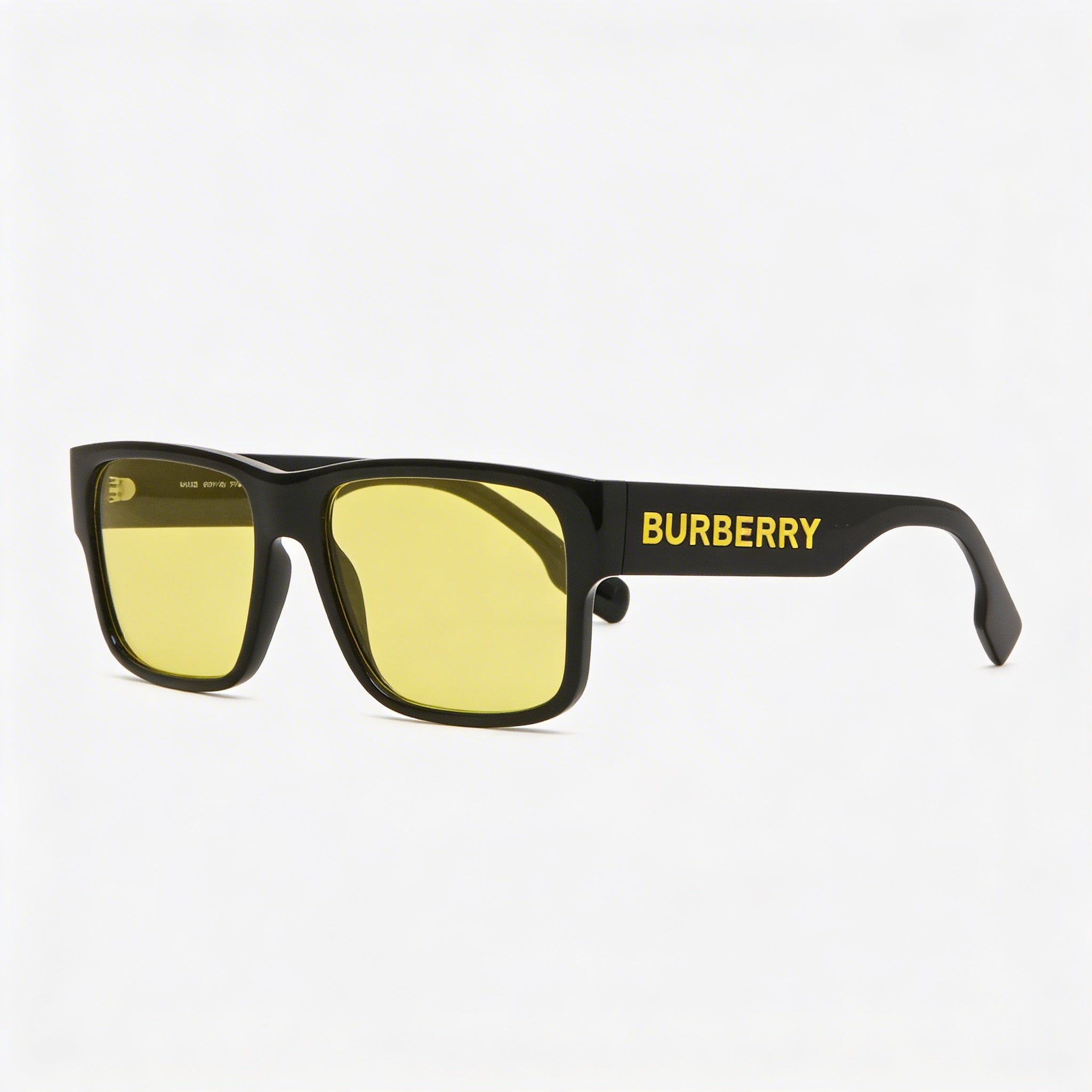 Gafas de sol BURBERRY Knight Geometric para hombre, armazón de propionato negro, lentes amarillas con protección UV de 57 mm, Photo 3