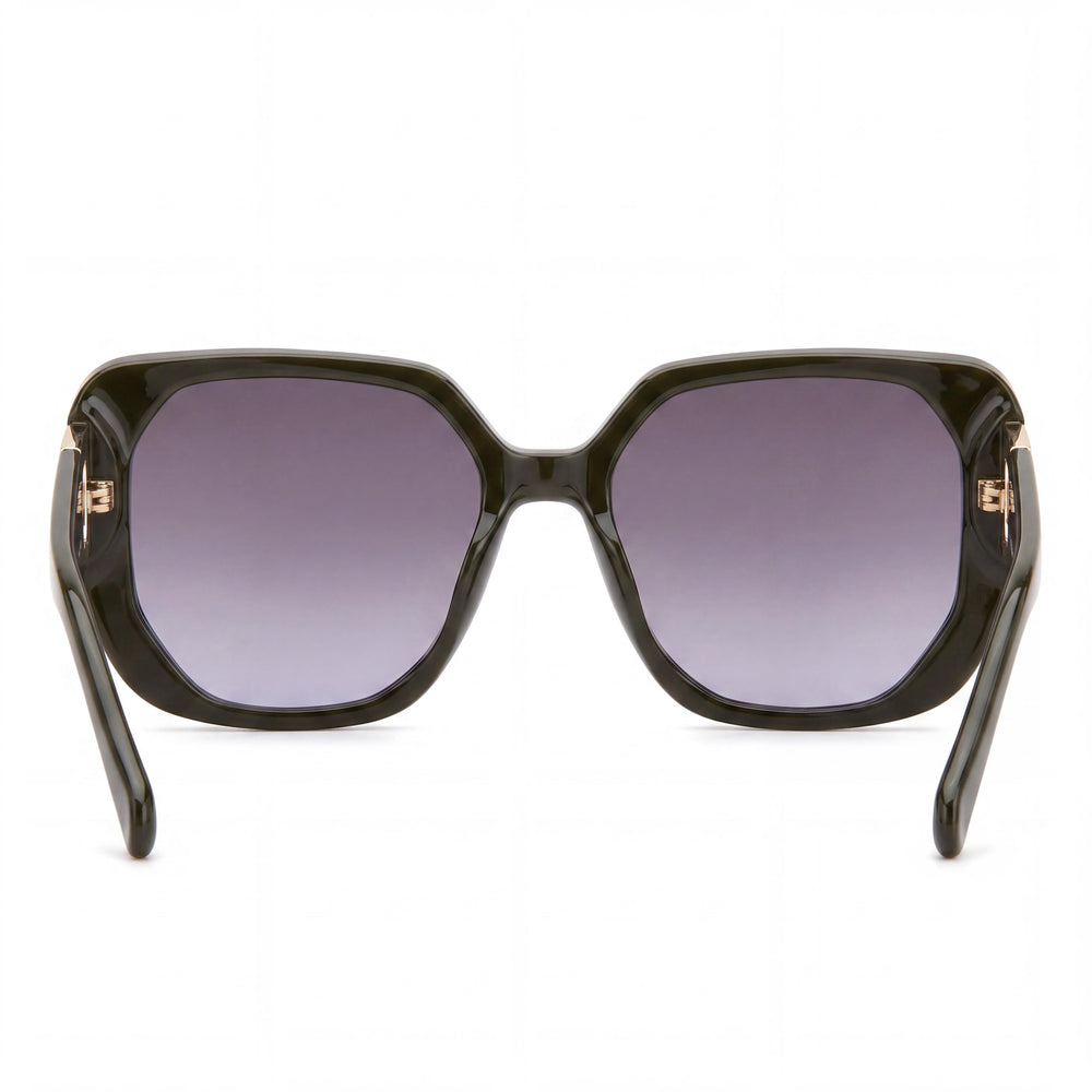 Gafas de sol Fossil Fos 2136/S para mujer, montura inyectada de celulosa color verde oliva, lentes grises oscuras degradadas sin polarizar, 55mm