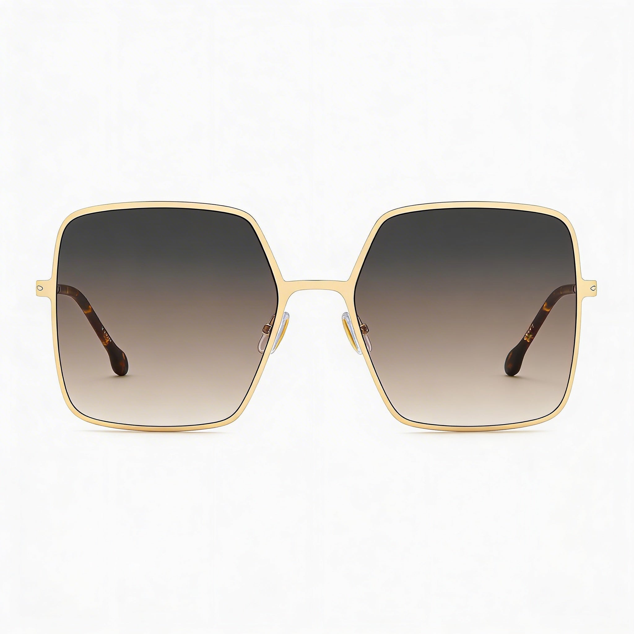 Isabel Marant Gafas de sol informales para mujer, marrones y doradas, de acero inoxidable, con montura completa cuadrada, gris y marrón, de 58 mm, Photo 3