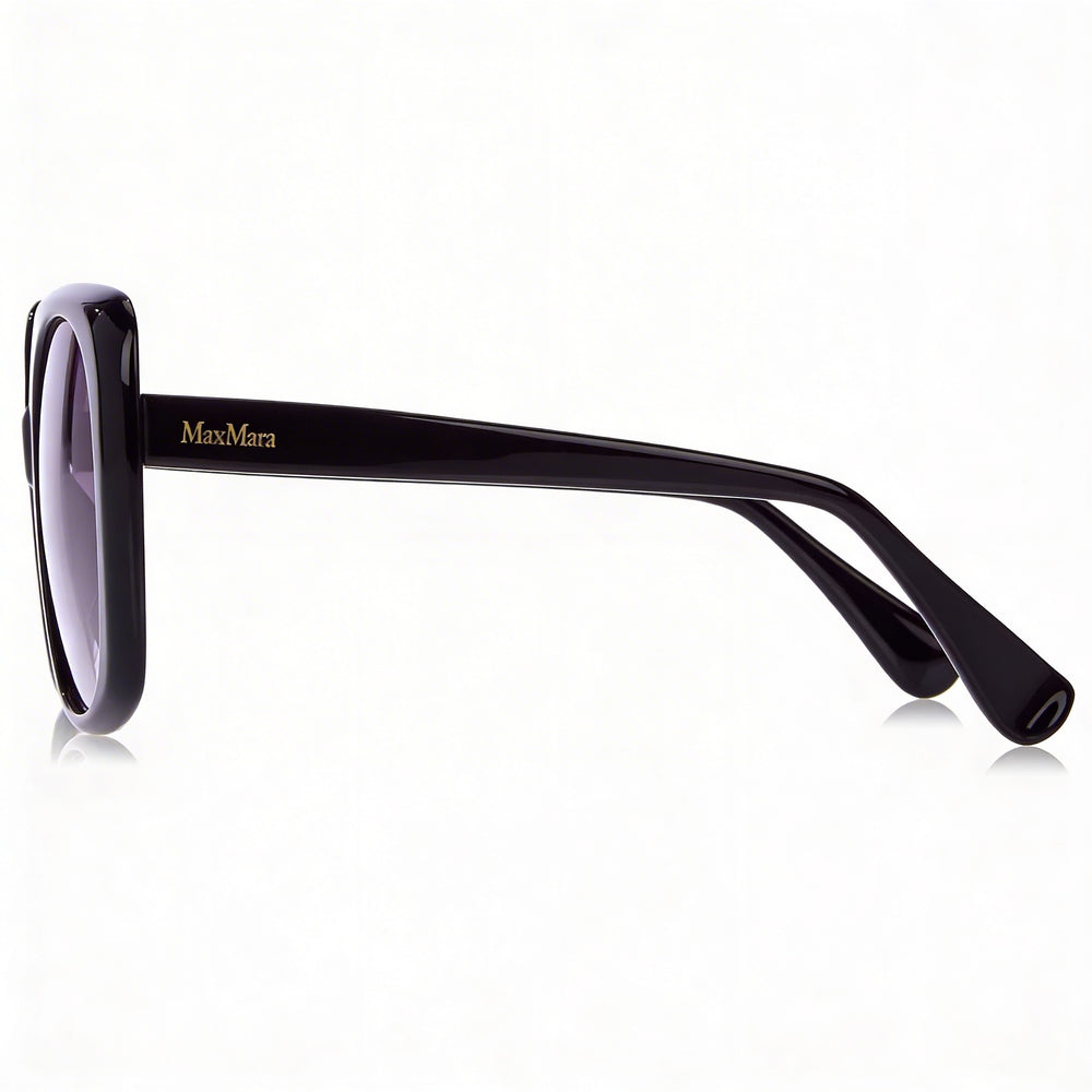 MaxMara Casual Women's Shiny Black Plastic Gradient Smoke Sunglasses 56mm