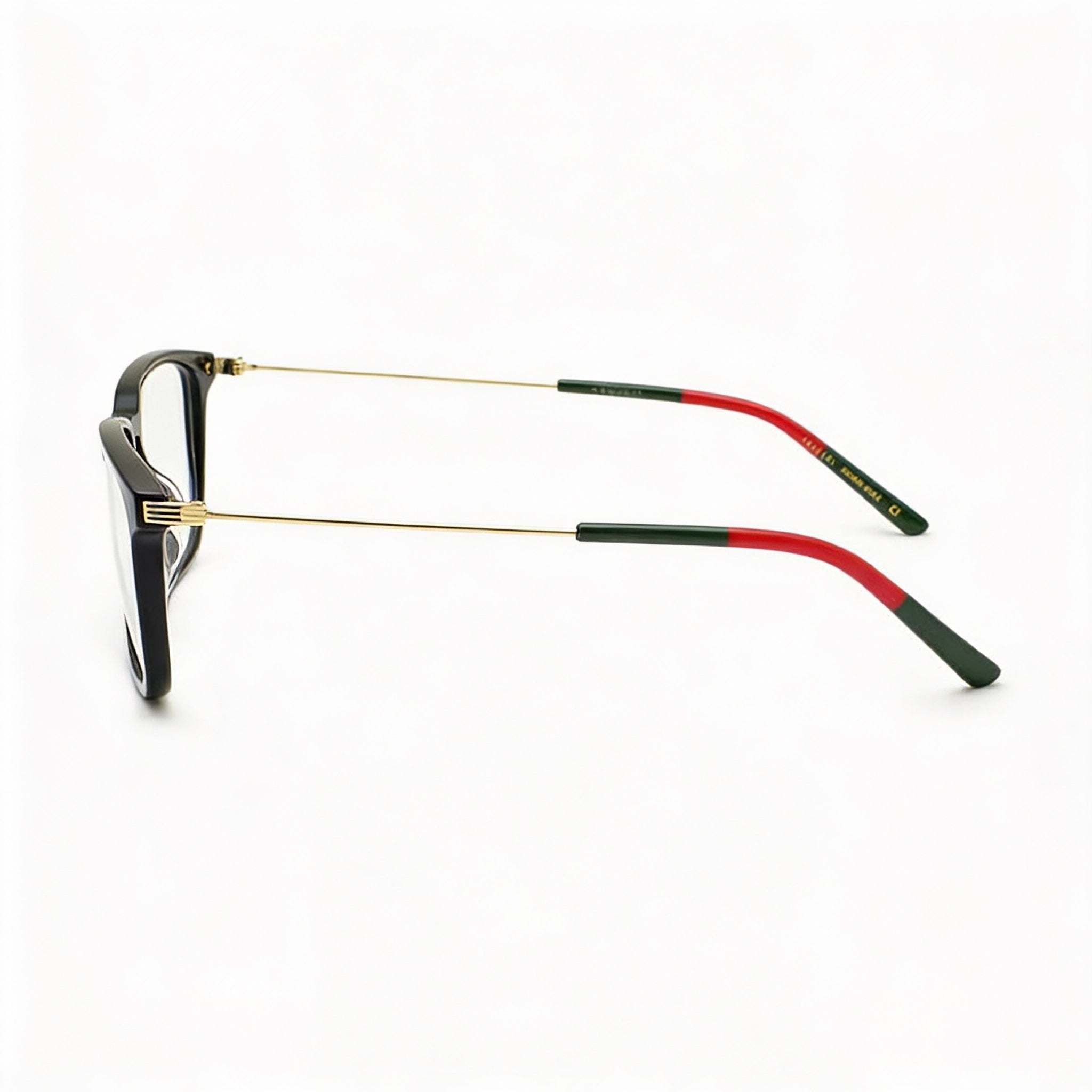 Gucci GG1056OA Men's Rectangular Plastic Eyeglasses Black Gold Green 56-17, Photo 2