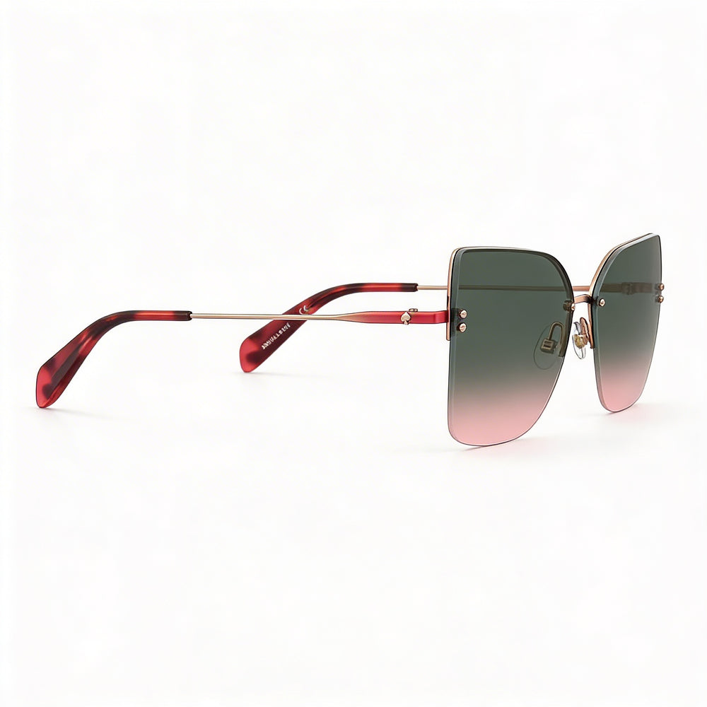 kate spade new york Casual Unisex Red Gold Stainless Steel Rimless Cat Eye Burgundy Gradient Pink 58mm UV Protected Sunglasses