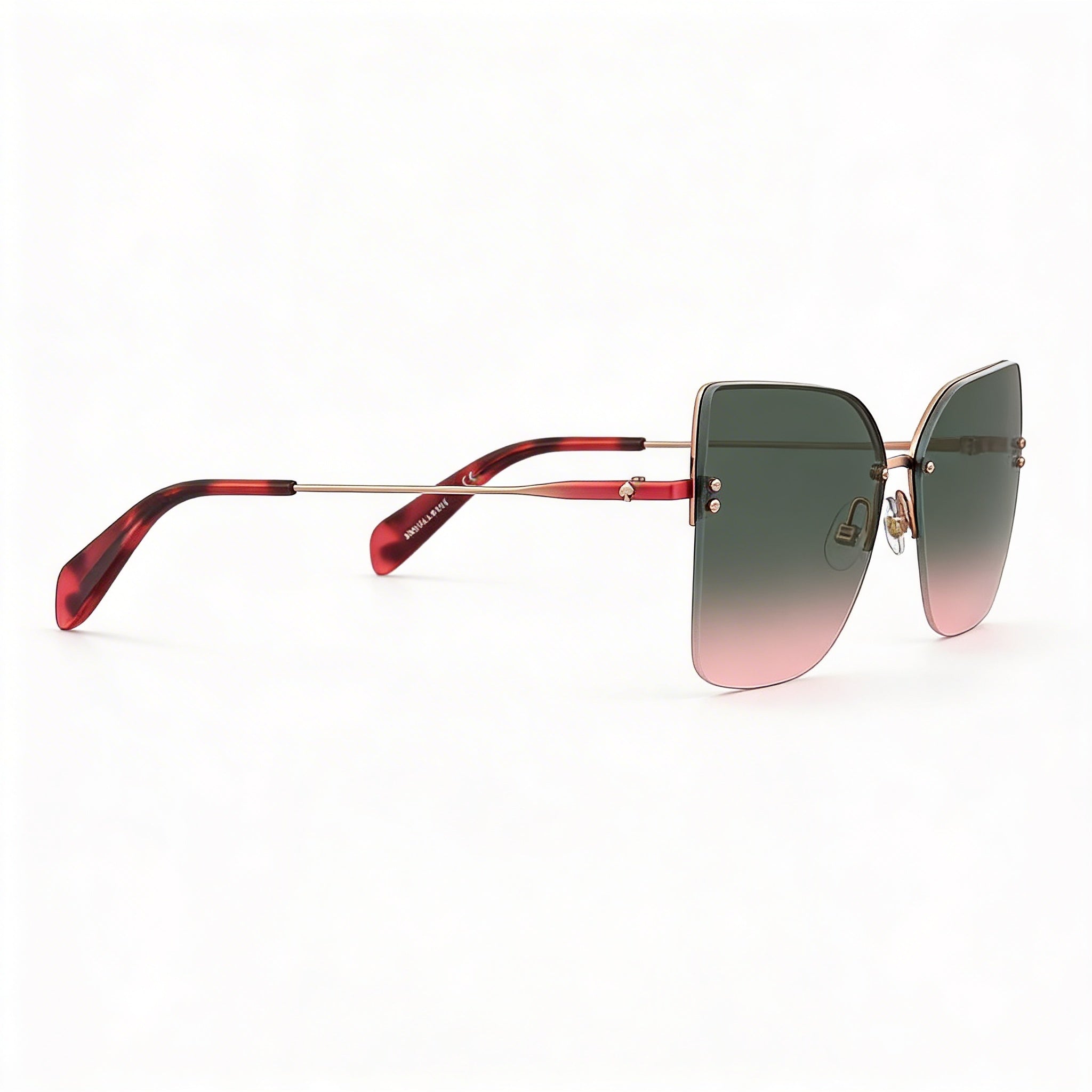 kate spade new york Casual Unisex Red Gold Stainless Steel Rimless Cat Eye Burgundy Gradient Pink 58mm UV Protected Sunglasses, Photo 3