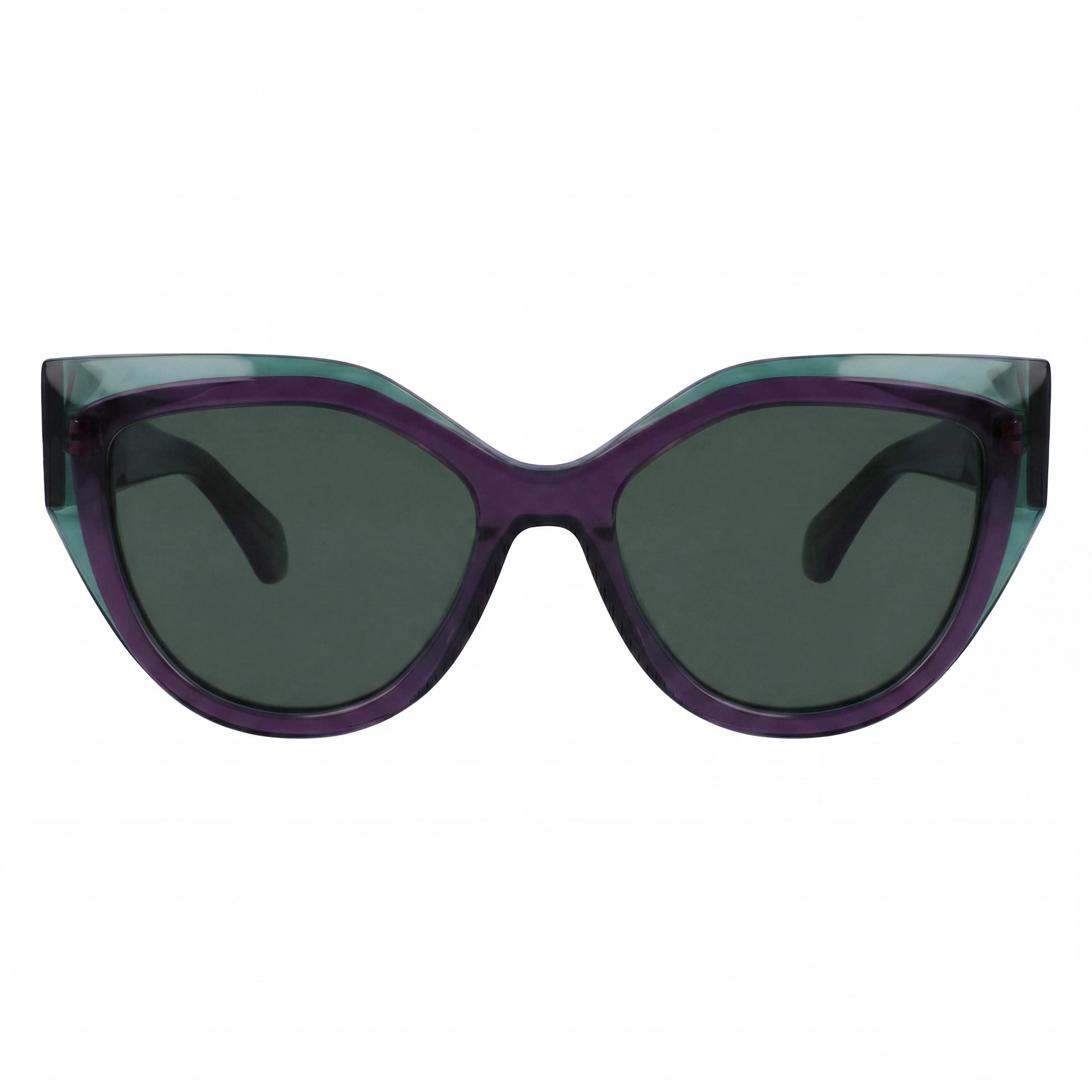Gafas de sol Salvatore Ferragamo SF2004S Casual para mujer, de plástico transparente, color verde/violeta, protección UV de 53 mm, Photo 2