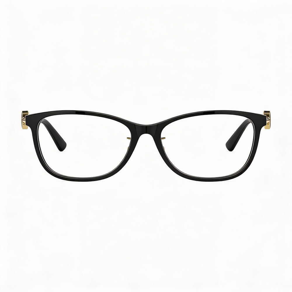 Gafas Versace Modern para mujer, montura completa de plástico negro con lentes transparentes, 55-16-140 mm