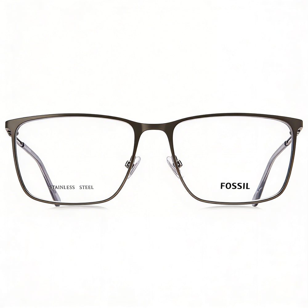 Gafas Fossil Fos 7129 Modern para hombre, de acero aleado, transparente, mate, rutenio oscuro, 55 mm