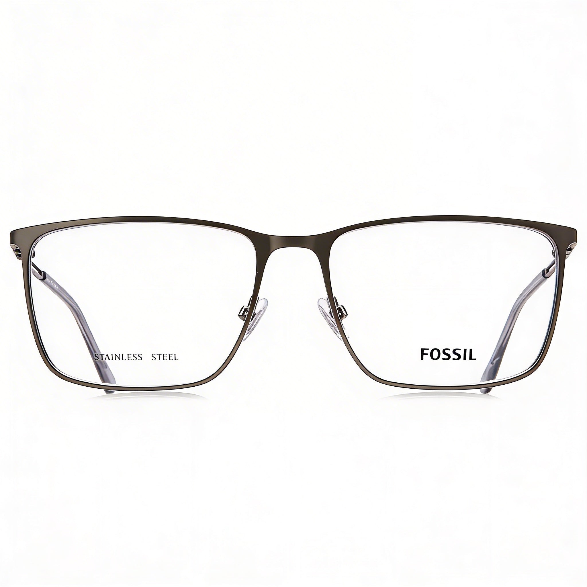 Gafas Fossil Fos 7129 Modern para hombre, de acero aleado, transparente, mate, rutenio oscuro, 55 mm, Photo 2