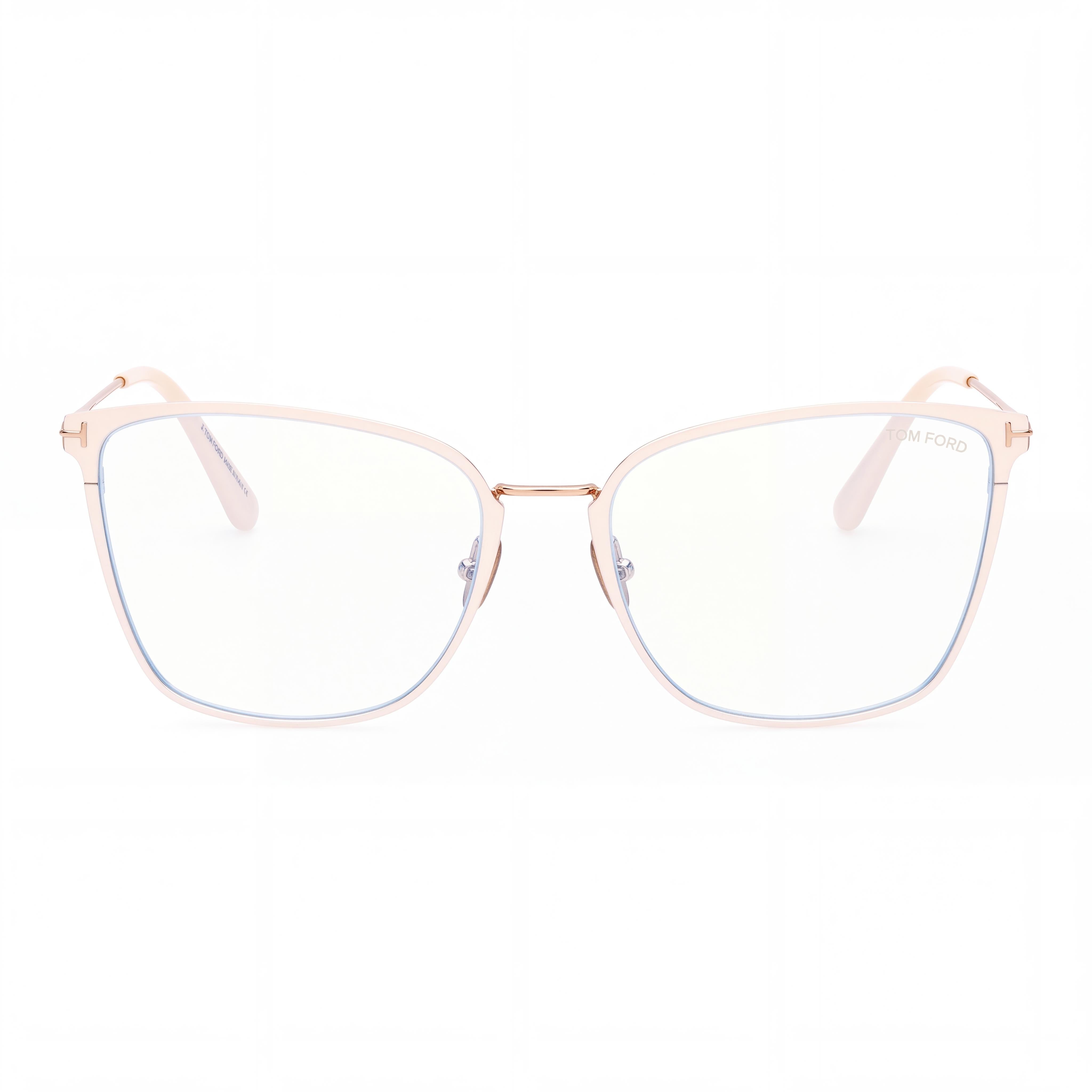 Tom Ford Ft5839-b Women's Shiny Ivory Blue Filter Metal Clear Blue Block Lenses 56-18-140, Photo 2