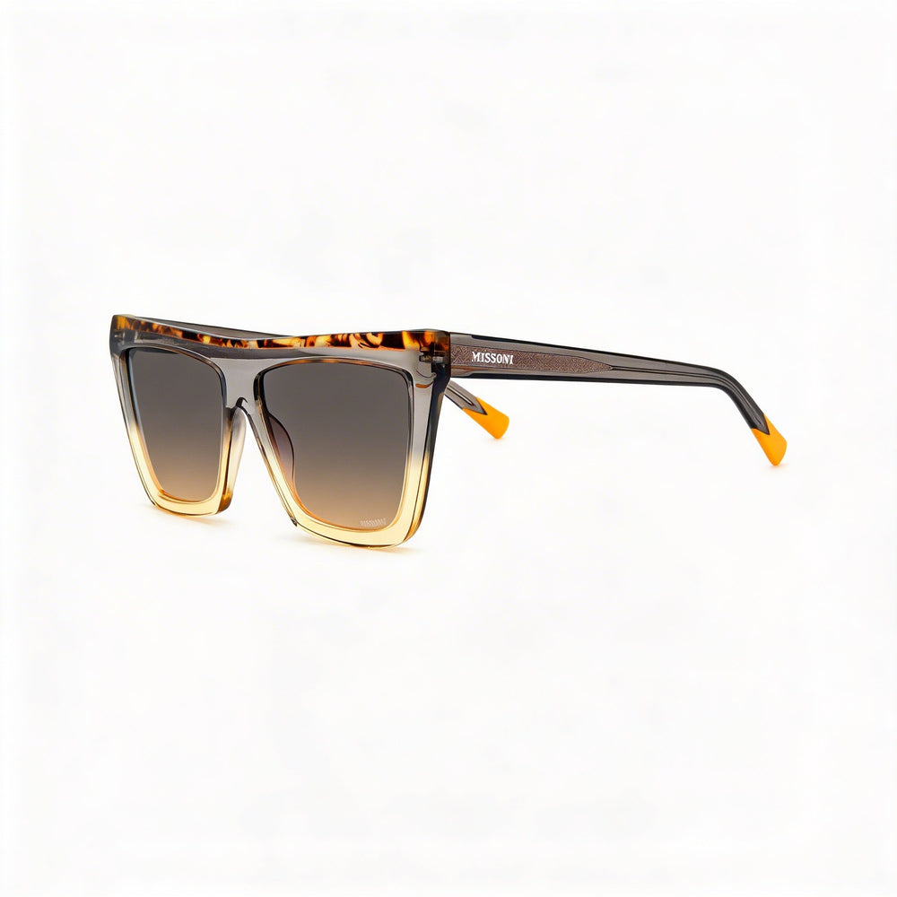 M Missoni Classic Unisex Flat Top Acetate Sunglasses, Grey Ochre Frame, Brown Ochre Non-Polarized Lens, 59mm