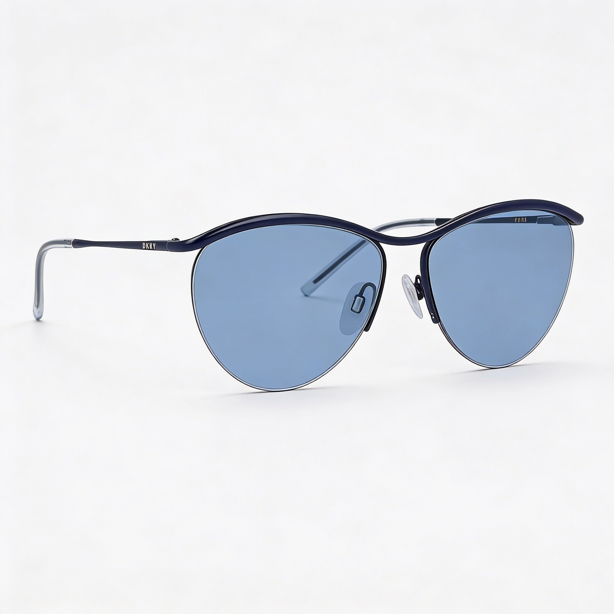 DKNY Dk107s Women's Navy Plastic Cateye Sunglasses with Blue Lenses, UV Protected, Non-Polarized 56mm, Photo 3