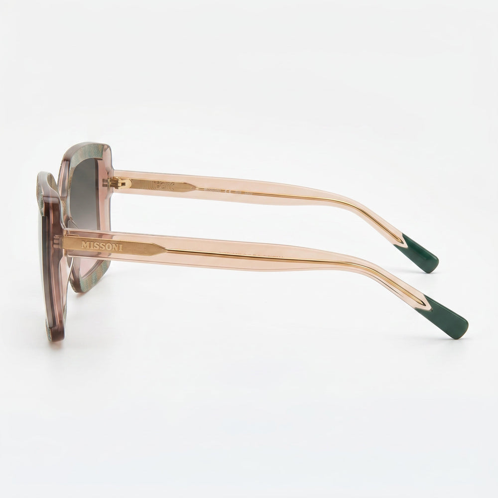 M Missoni Gafas de sol casuales para mujer, diseño de patrón rosa y verde, montura de acetato, lentes de policarbonato no polarizadas de 62 mm