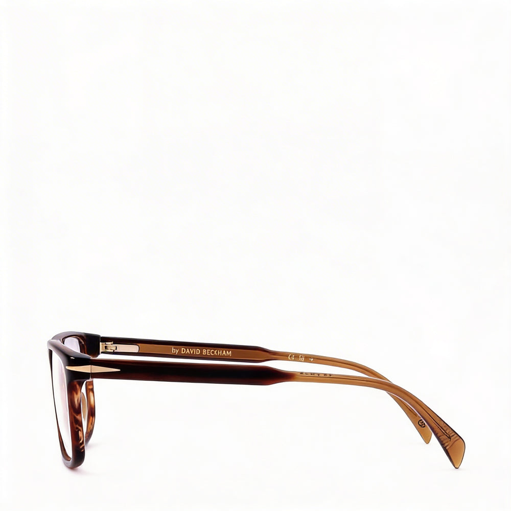 David Beckham Casual Men's Optical Eyeglasses, featuring a Brown Horn Acetate Frame with 58mm Lens Width