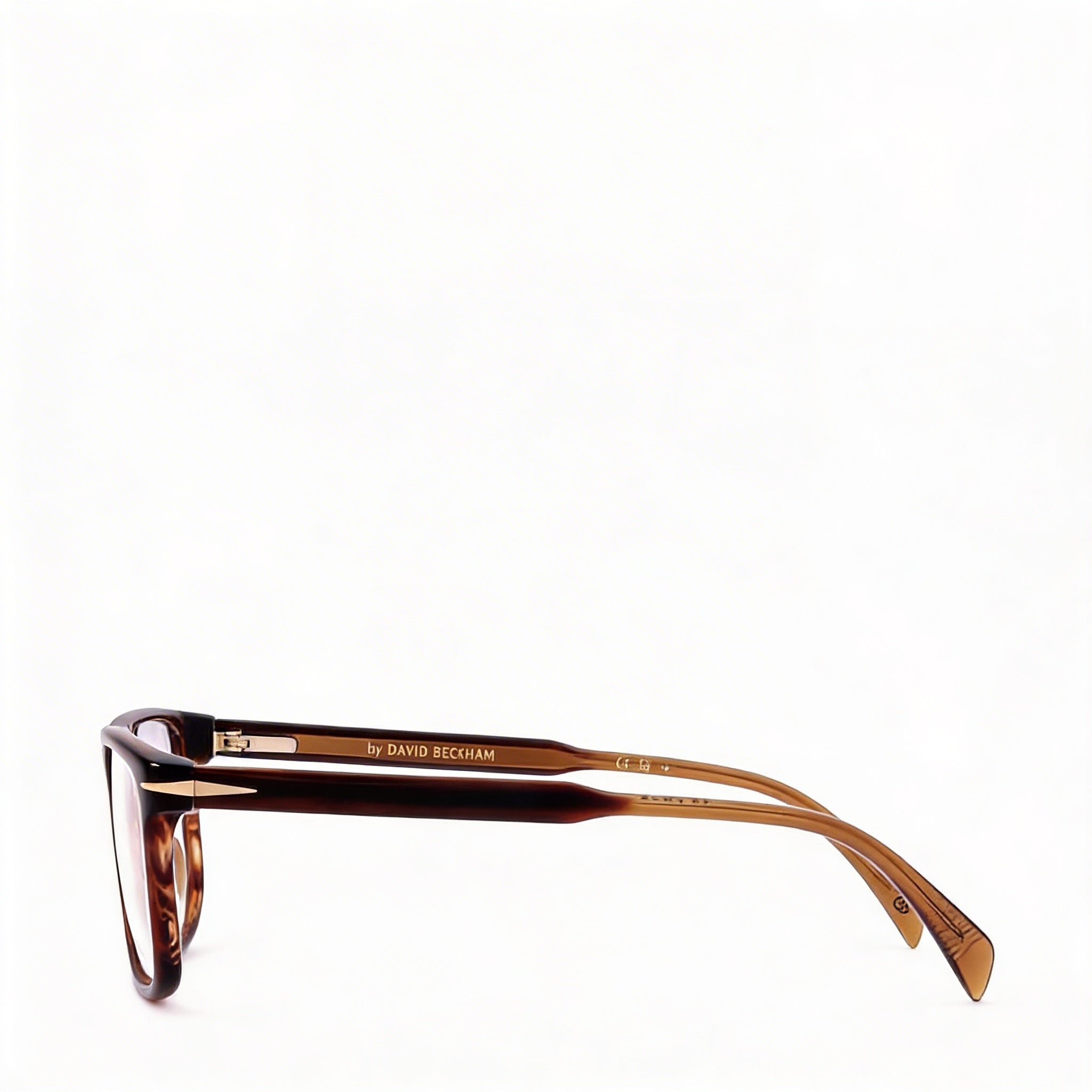 David Beckham Casual Men's Optical Eyeglasses, featuring a Brown Horn Acetate Frame with 58mm Lens Width, Photo 3