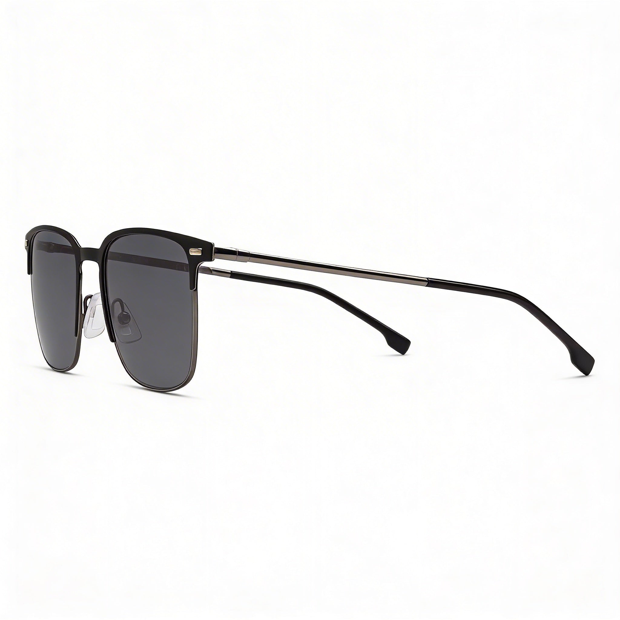 Gafas de sol rectangulares BOSS para hombre, montura de metal negro mate, lentes antirreflejos UV azul grisáceo de 54 mm, Photo 2