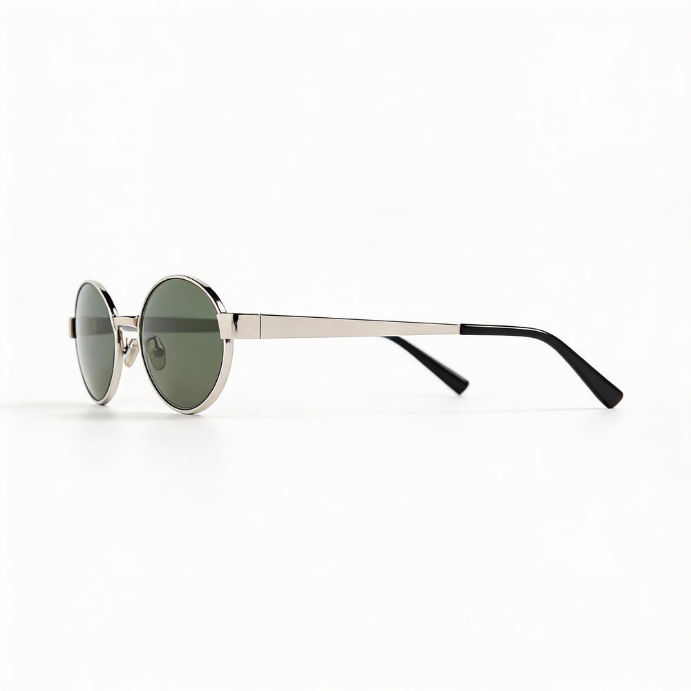 Gafas de sol Saint Laurent Casual para mujer, redondas, no polarizadas, con montura metálica, color gris plateado, de 53 mm