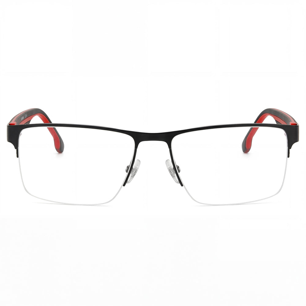 Gafas de Sol Carrera Modern para Hombre, Montura de Acero Inoxidable, Lente de Policarbonato, Negro Rojo Mate, 58 mm