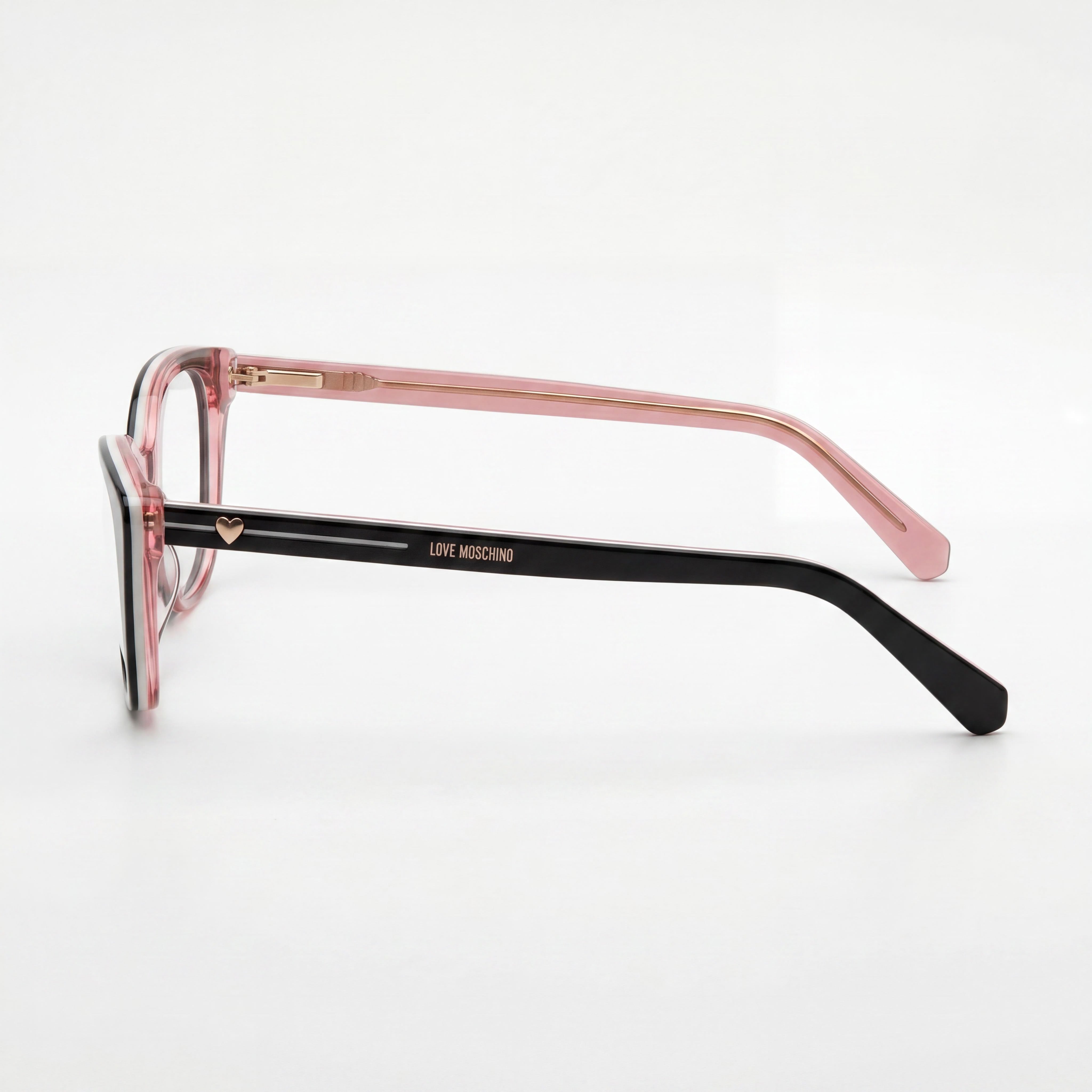 Love Moschino Trilayer Heart Cat-Eye Women's Black Acetate Optical Glasses with Polycarbonate Lenses 51mm, Photo 2