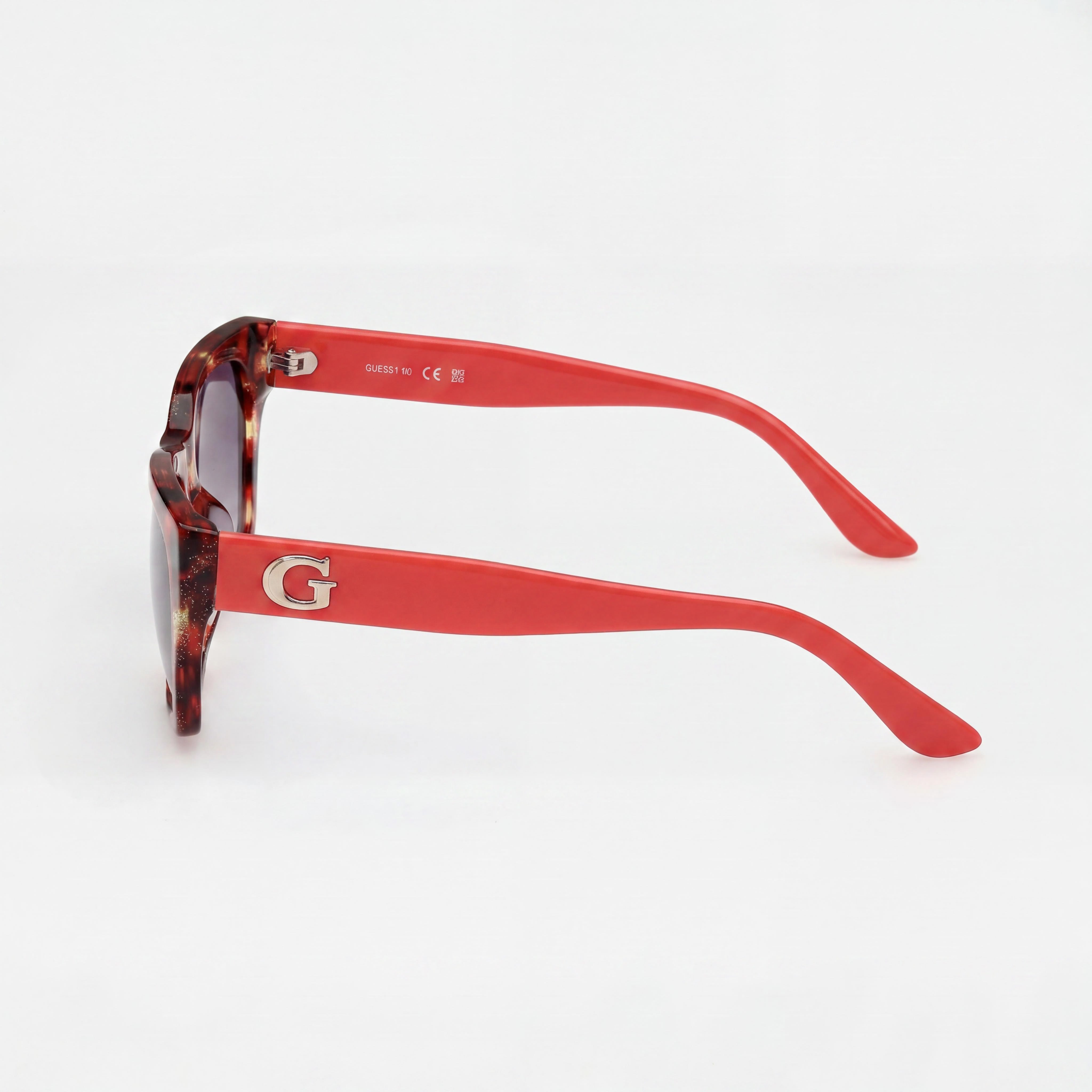 GUESS GU00203-H Comtemporary Women's Red Havana Acetate Sunglasses with UV Protection, Gradient Smoke Non-Polarized Lenses 56mm, Photo 3