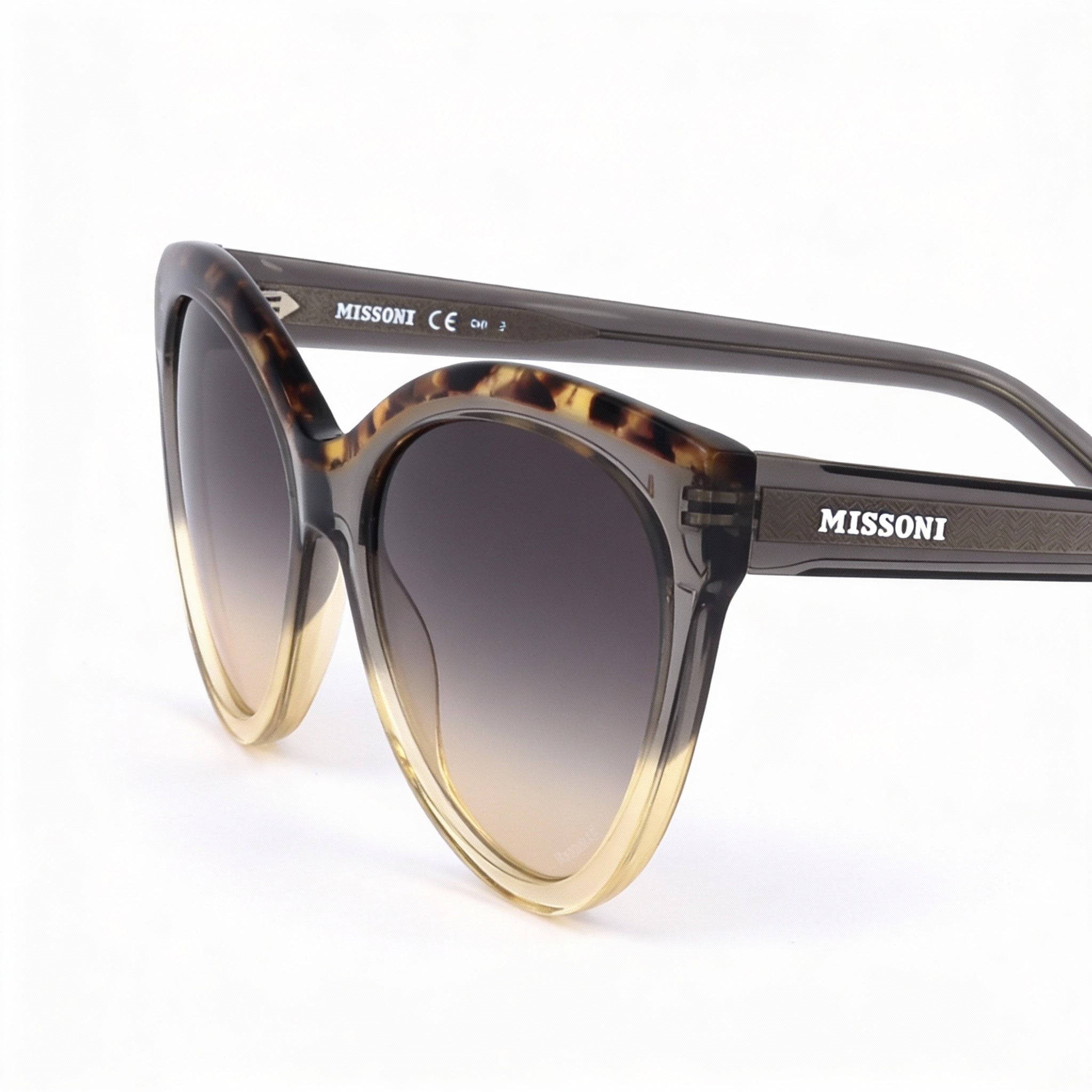 Gafas de sol modernas Missoni para mujer, transparentes, de acetato, color tortuga descolorida, gris ocre, con protección UV, no polarizadas, 57 mm, Photo 3