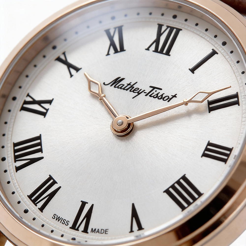 Mathey-Tissot Quartz Movement Men's Stainless Steel White Dial Water Resistant 50M Watch