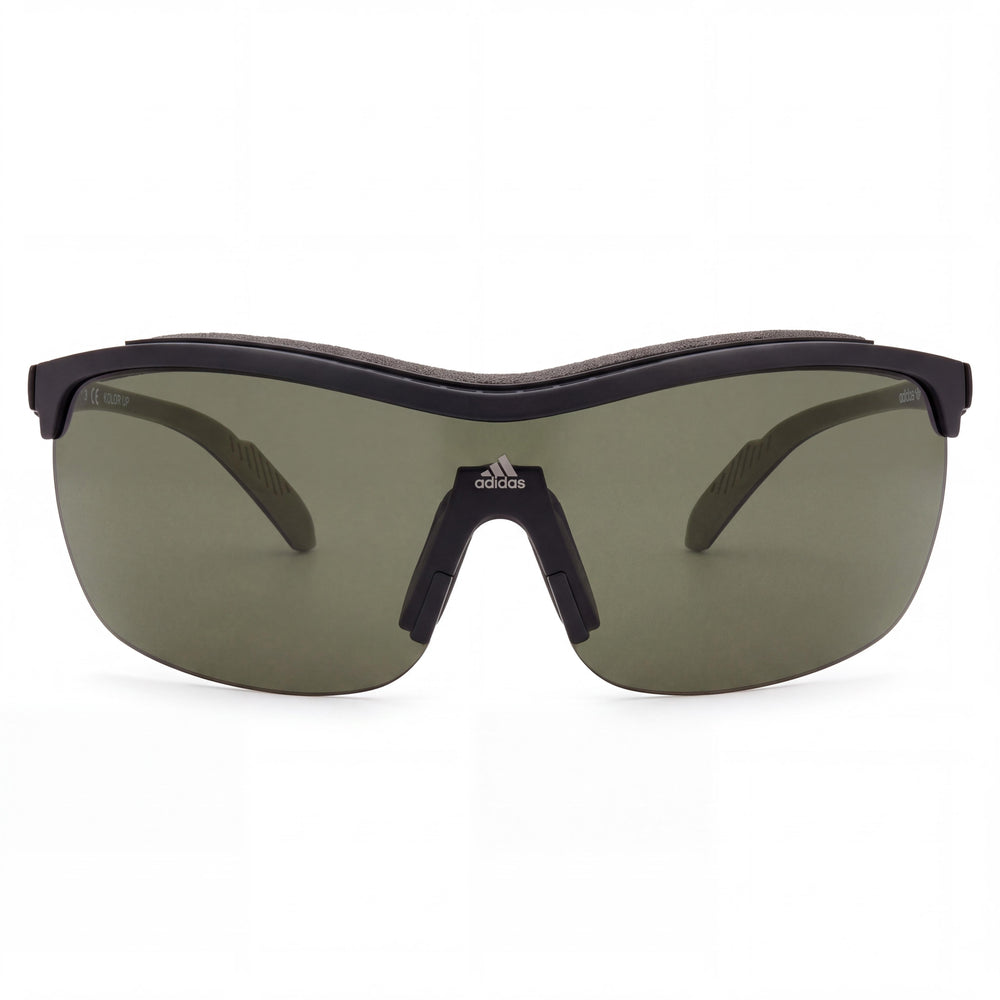 adidas Modern Unisex TR90 Plastic Matte Black/Green Frame Non-Polarized Aviator Green Lenses 100% UV Protection