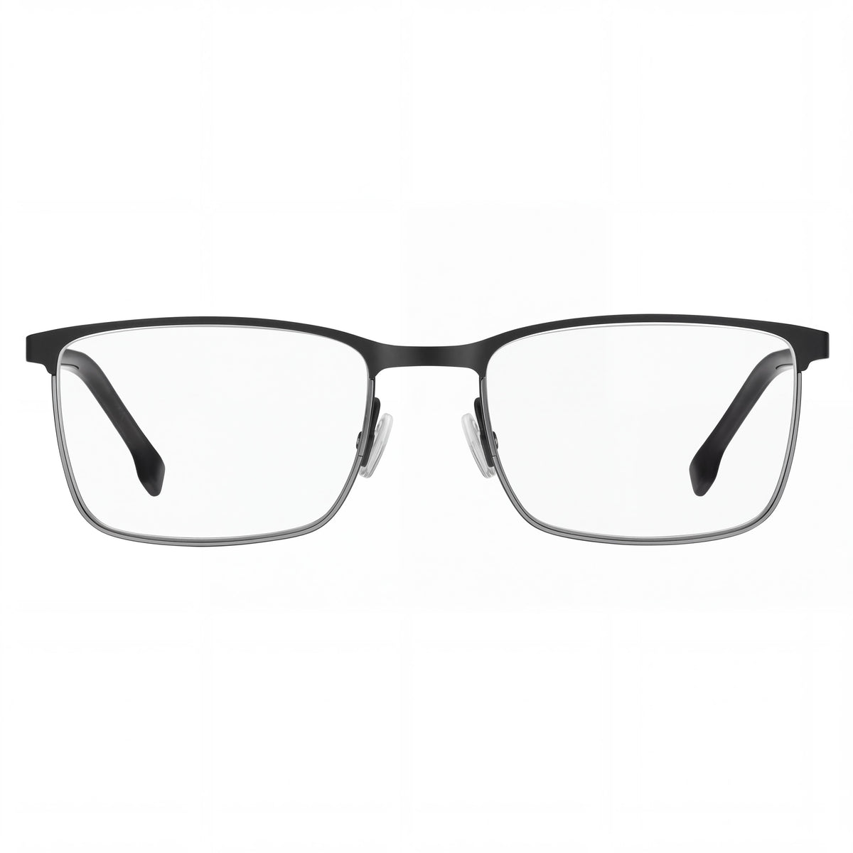 BOSS 1637 Women's Stainless Steel Rectangular Non- Eyeglasses Matte Black Ruthenium Transparent Lenses 54-18-150, Photo 2