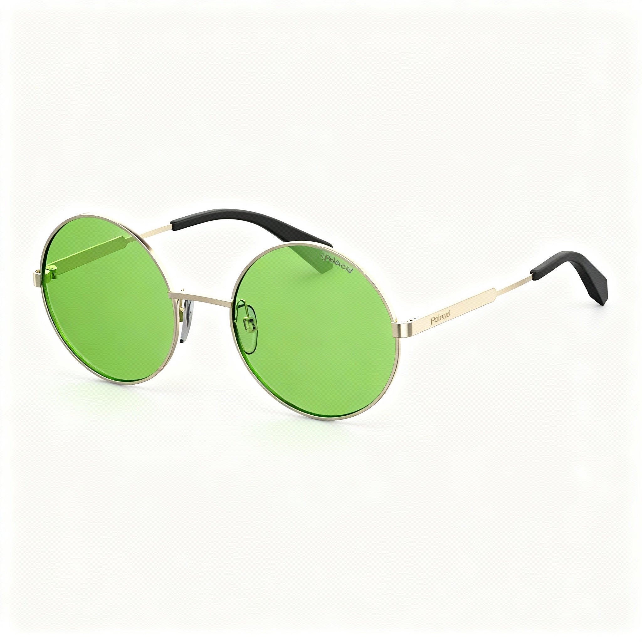 Polaroid Sunglasses Pld 4052/S Unisex Silver & Black Metal Round Double Bar Frame with Green Polarized Lenses 55mm