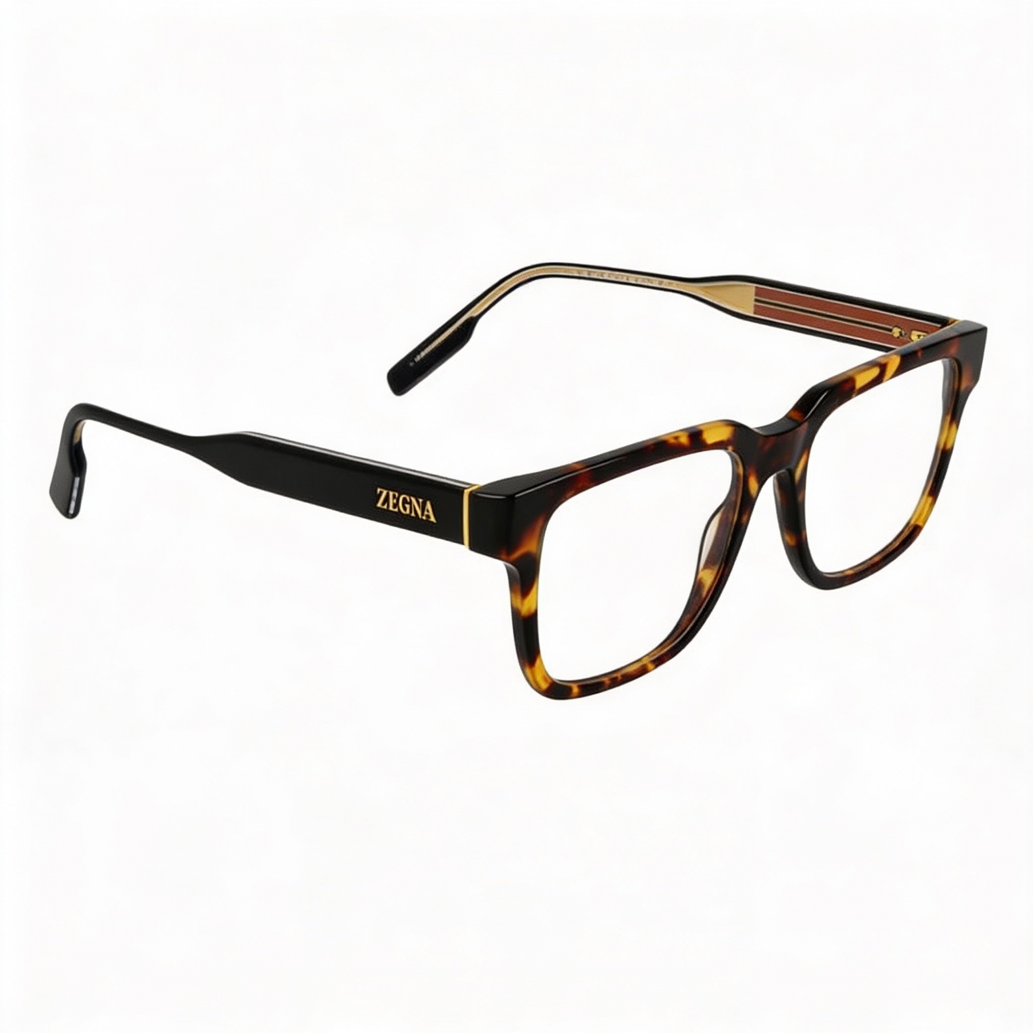 Gafas graduadas Ermenegildo Zegna EZ5260 para hombre, color negro habano oscuro, con lentes transparentes de demostración, Photo 3