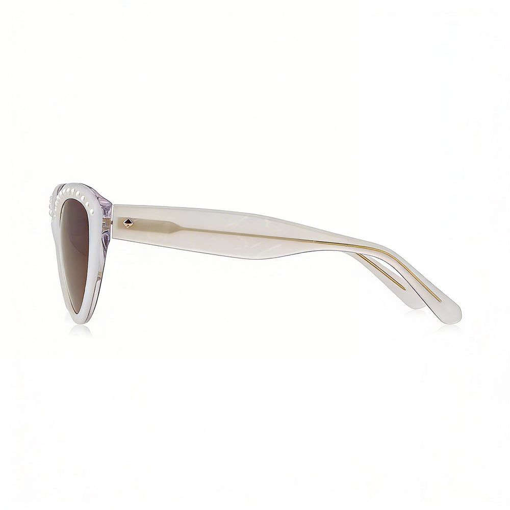 Kate Spade New York JUNI/G/S PEARL Women's Sunglasses with White Brown Acetate Frame, Brown Shaded UV Protected Lenses, 55mm Lens Width