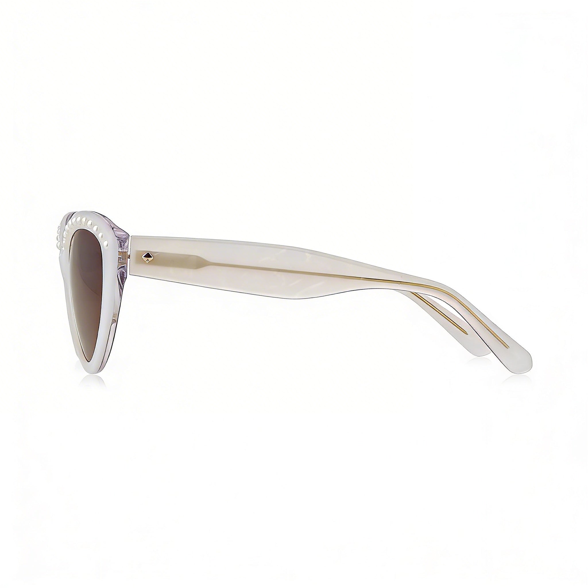 Gafas de sol Kate Spade New York JUNI/G/S PEARL para mujer con montura de acetato blanco y marrón, lentes con protección UV y sombreado marrón, ancho de lente de 55 mm, Photo 3
