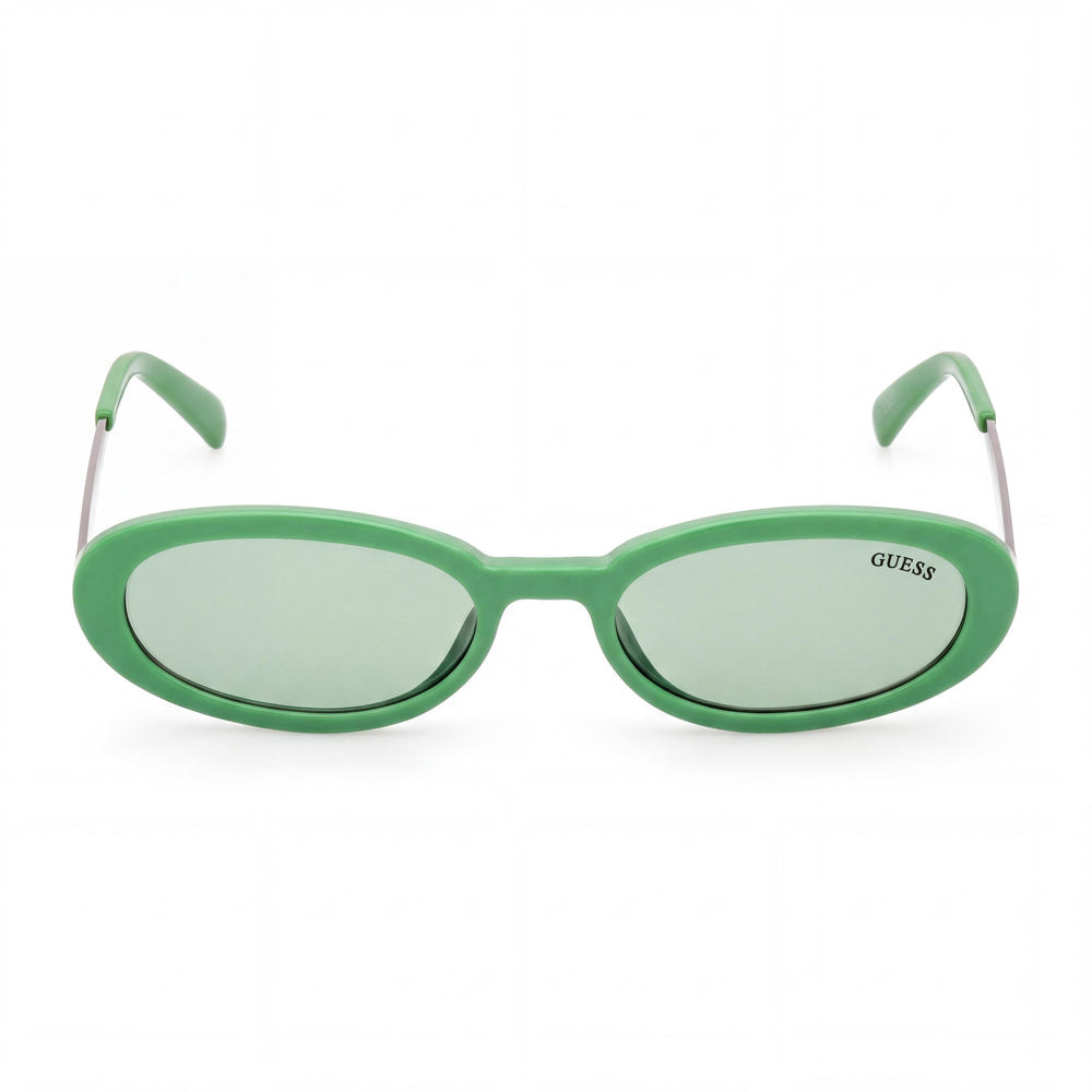 GUESS Women's UNISEX UV PROTECTIVE SUNGLASSES Shiny Light Green Oval Injected Frame Green Lens 51-18-145