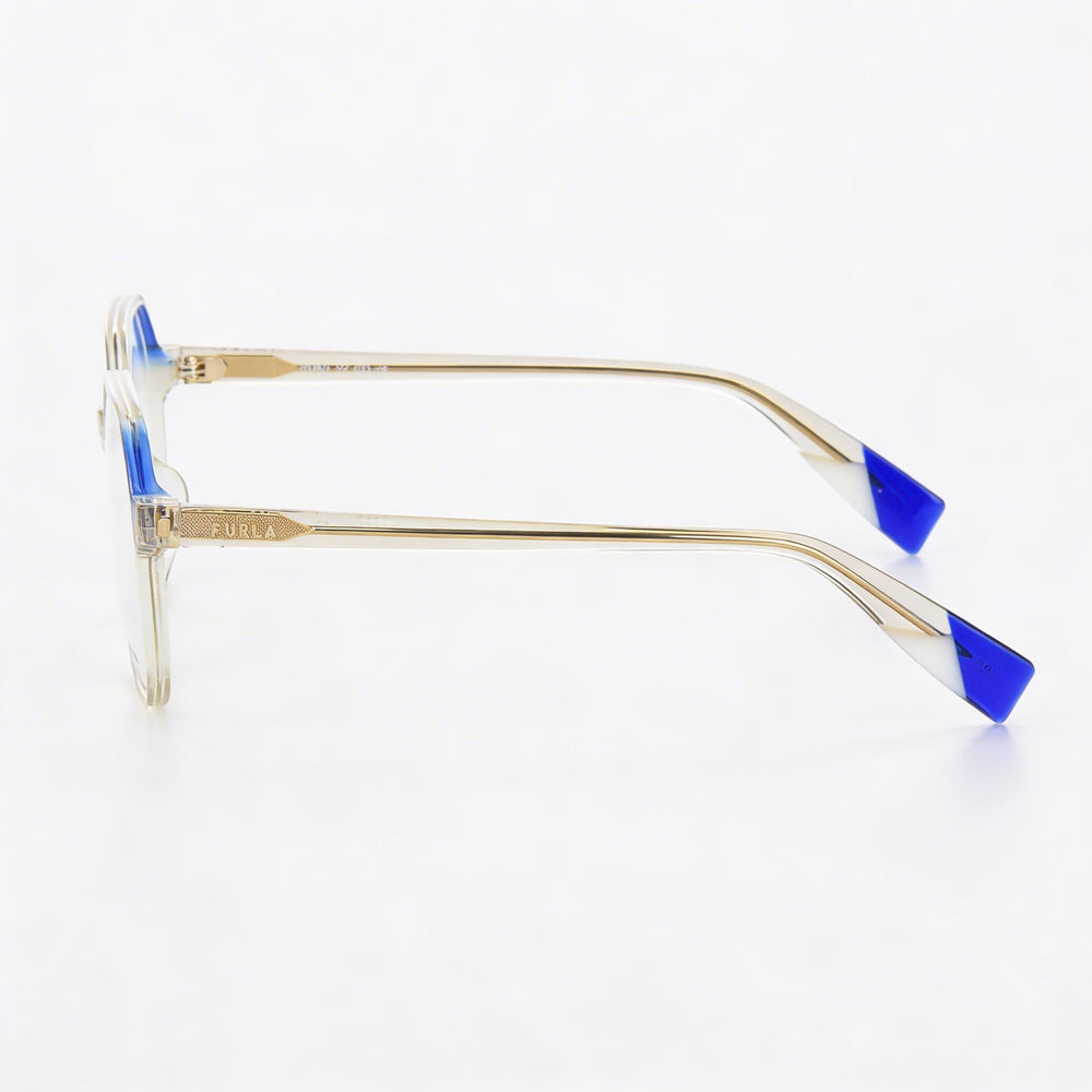 Furla Classic Women's Optical Frames with Shiny Transparent Beige Acetate Frame Material, 53mm Lens Width