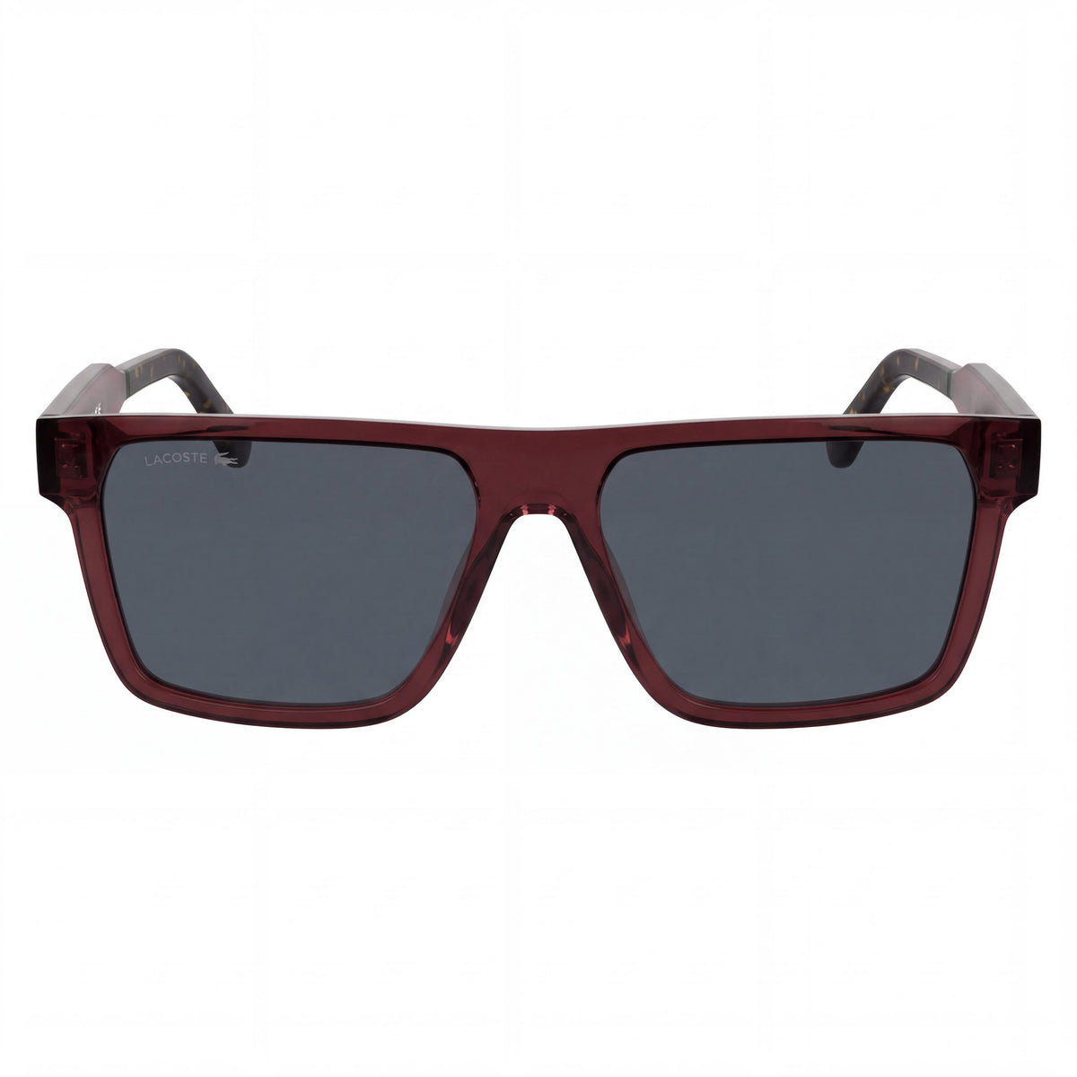 Gafas de sol para hombre Lacoste L6059S N con montura de plástico color burdeos transparente, lentes rojas y protección UV, 56 mm, Photo 2