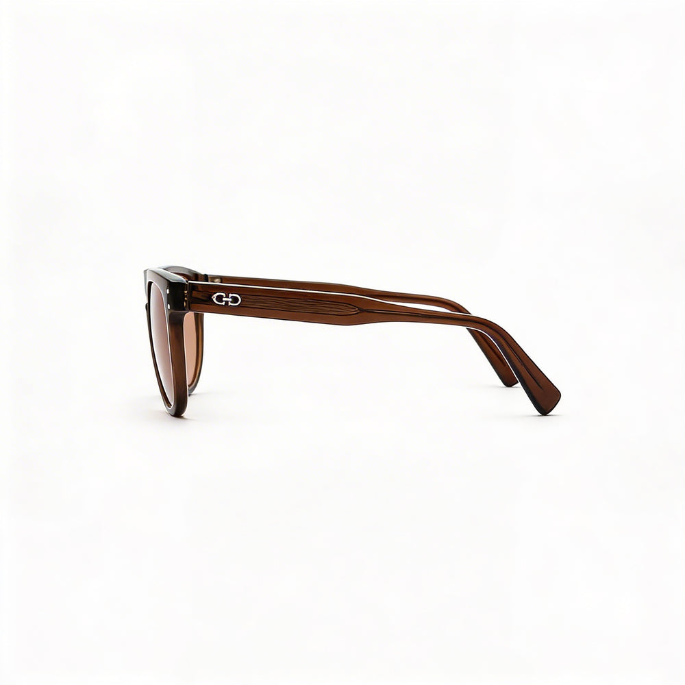 Salvatore Ferragamo SF1111S Men's Plastic Frame Sunglasses with UV Protection, Transparent Brown 55mm