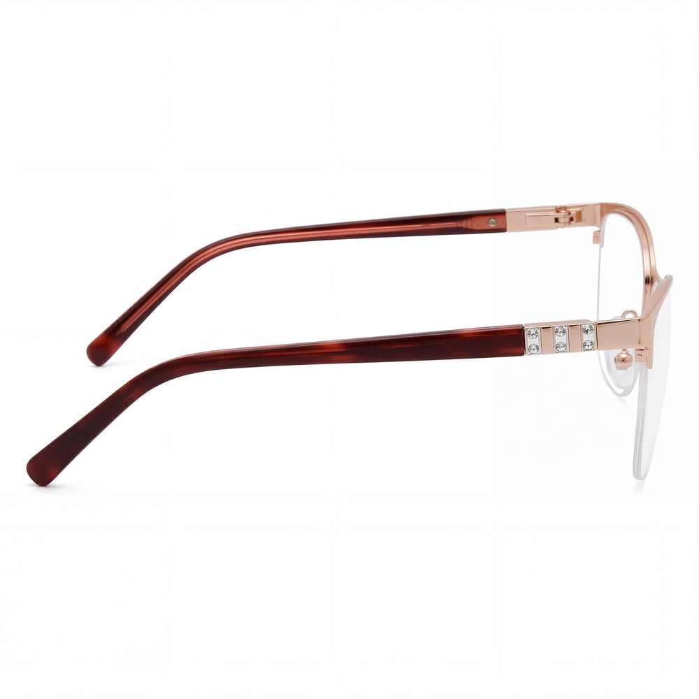 Gafas de metal color oro rosado Jones New York Vjon501 para mujer, con ancho de lente de 53 mm, ancho de puente de 16 mm y largo de patilla de 140 mm